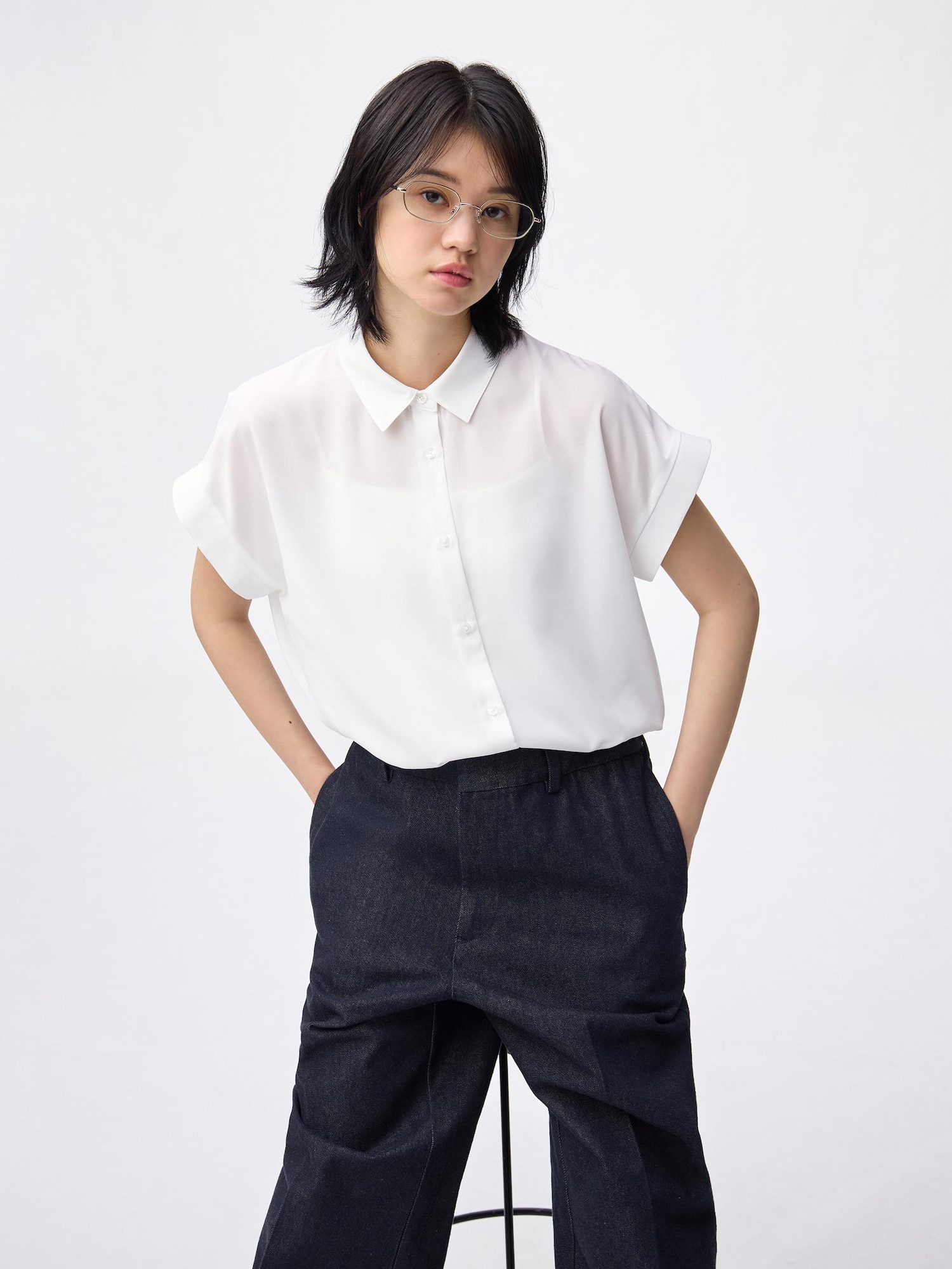 Рубашка Drape расклёшенная, короткий рукав — GU