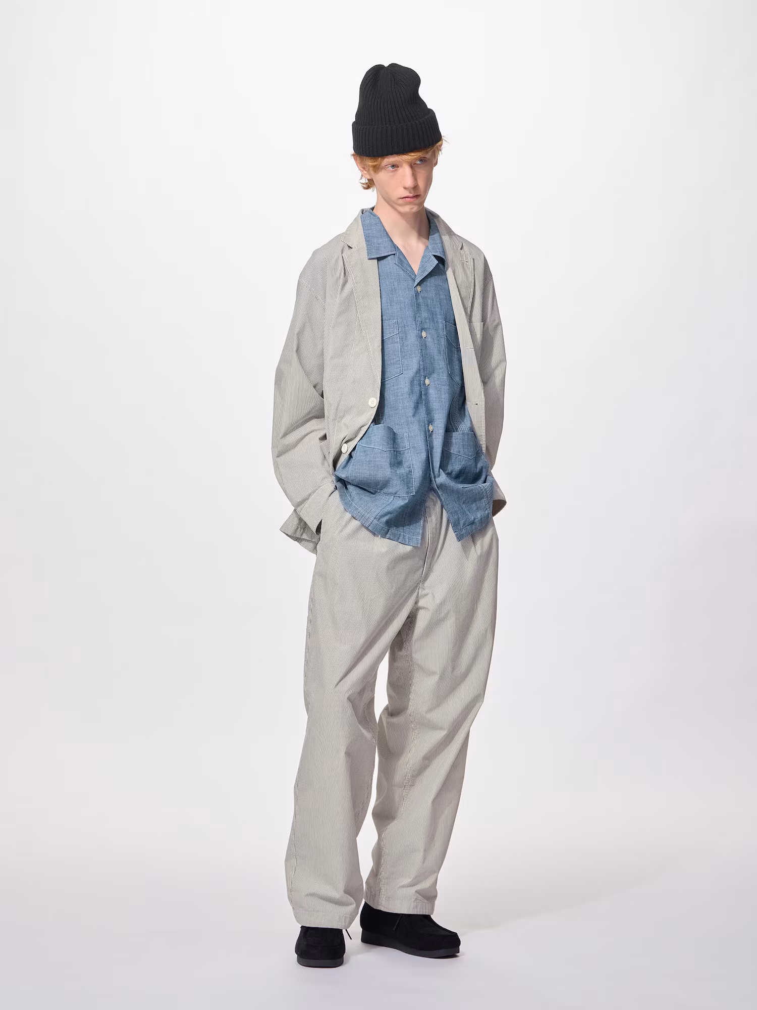 Брюки из хлопка в полоску свободного кроя ENGINEERED GARMENTS — GU