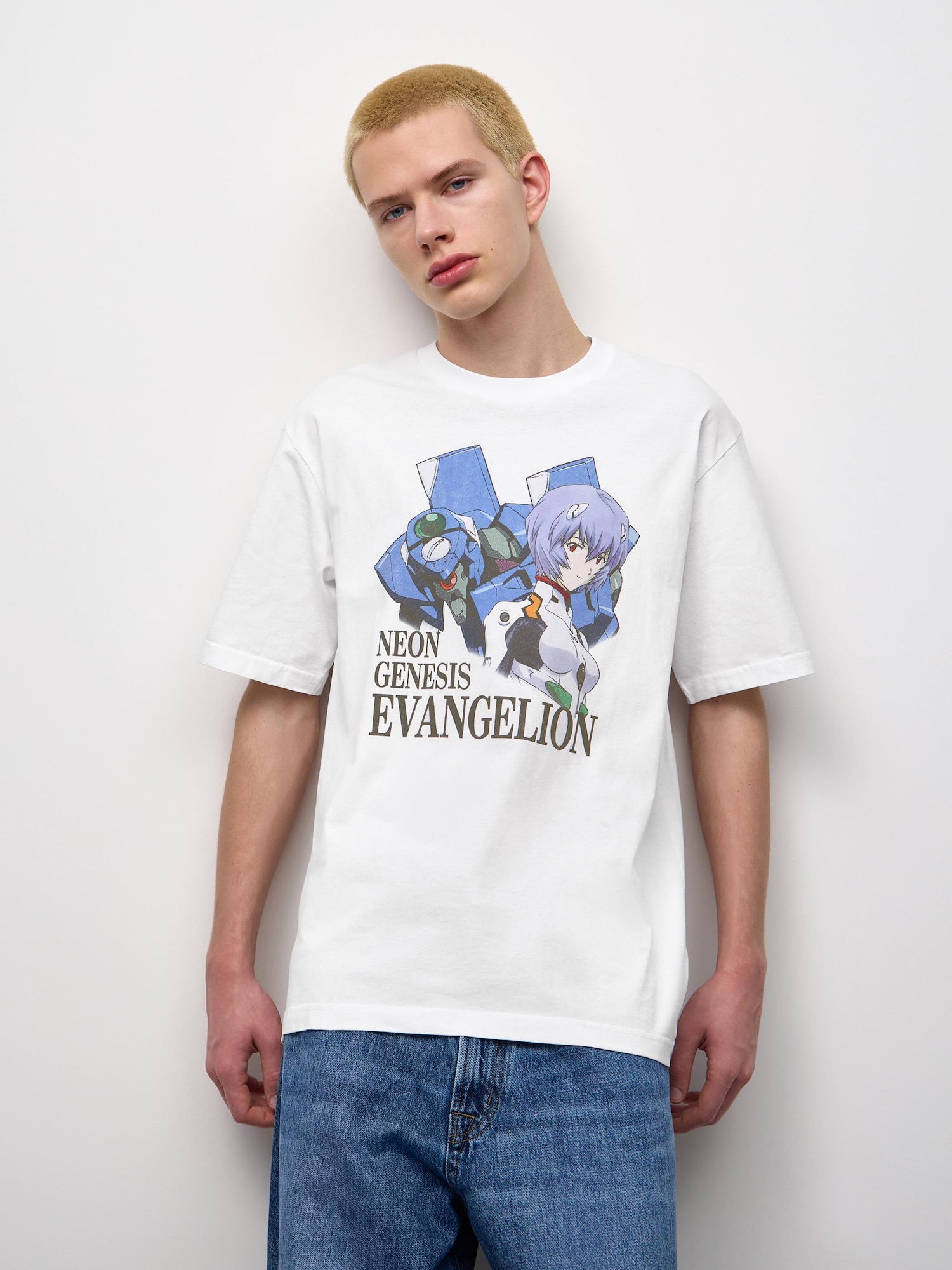 Футболка с принтом EVANGELION, варёный эффект — GU