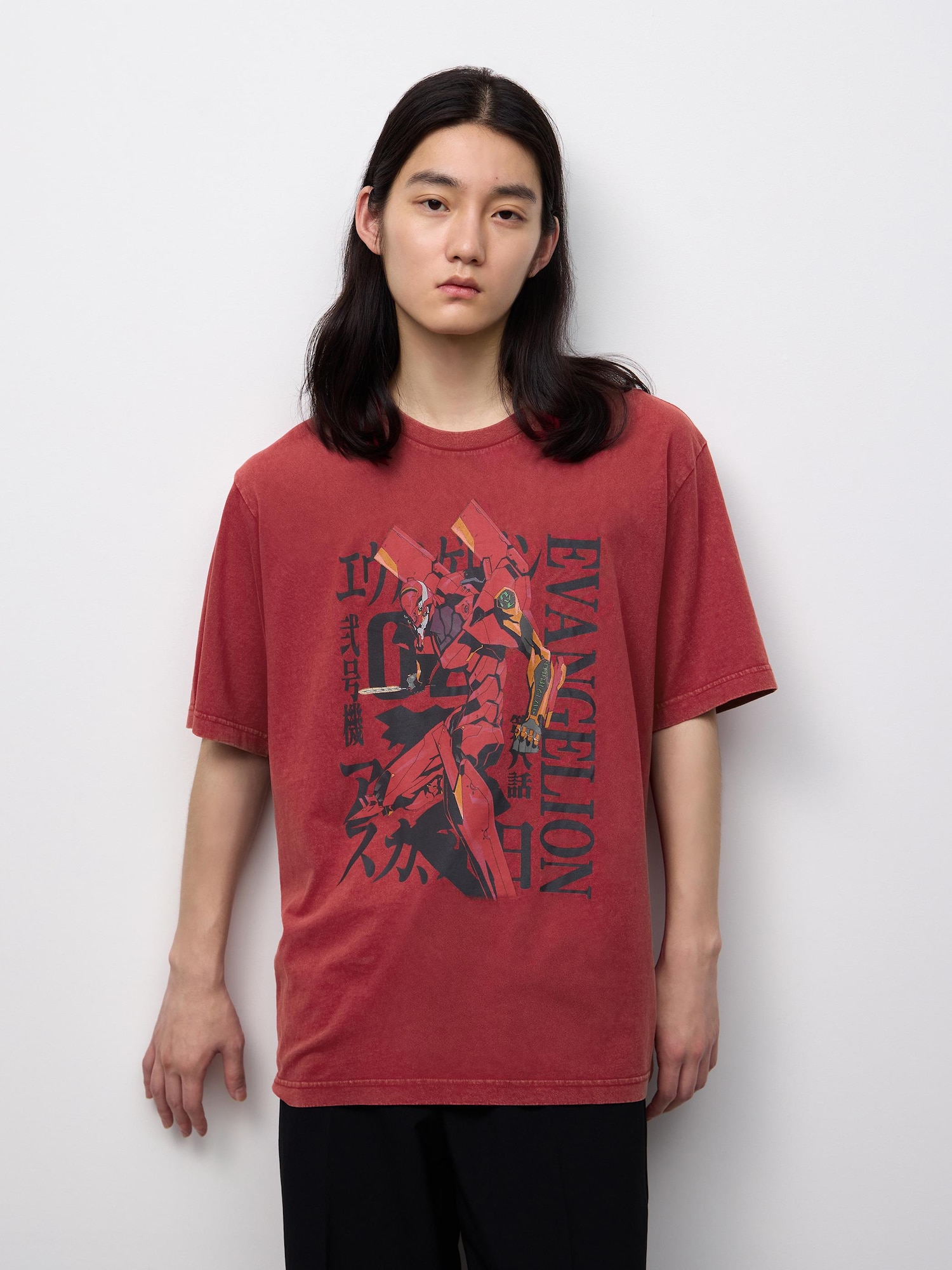 Футболка с принтом EVANGELION, варёный эффект — GU
