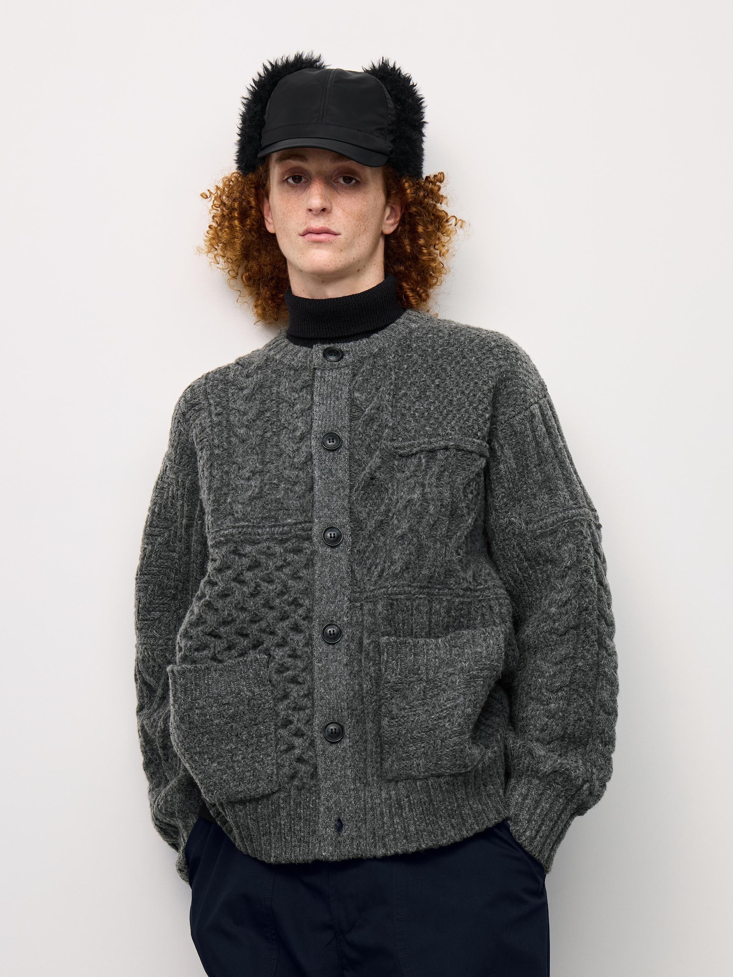 Кардиган с косами, круглый вырез ENGINEERED GARMENTS — GU