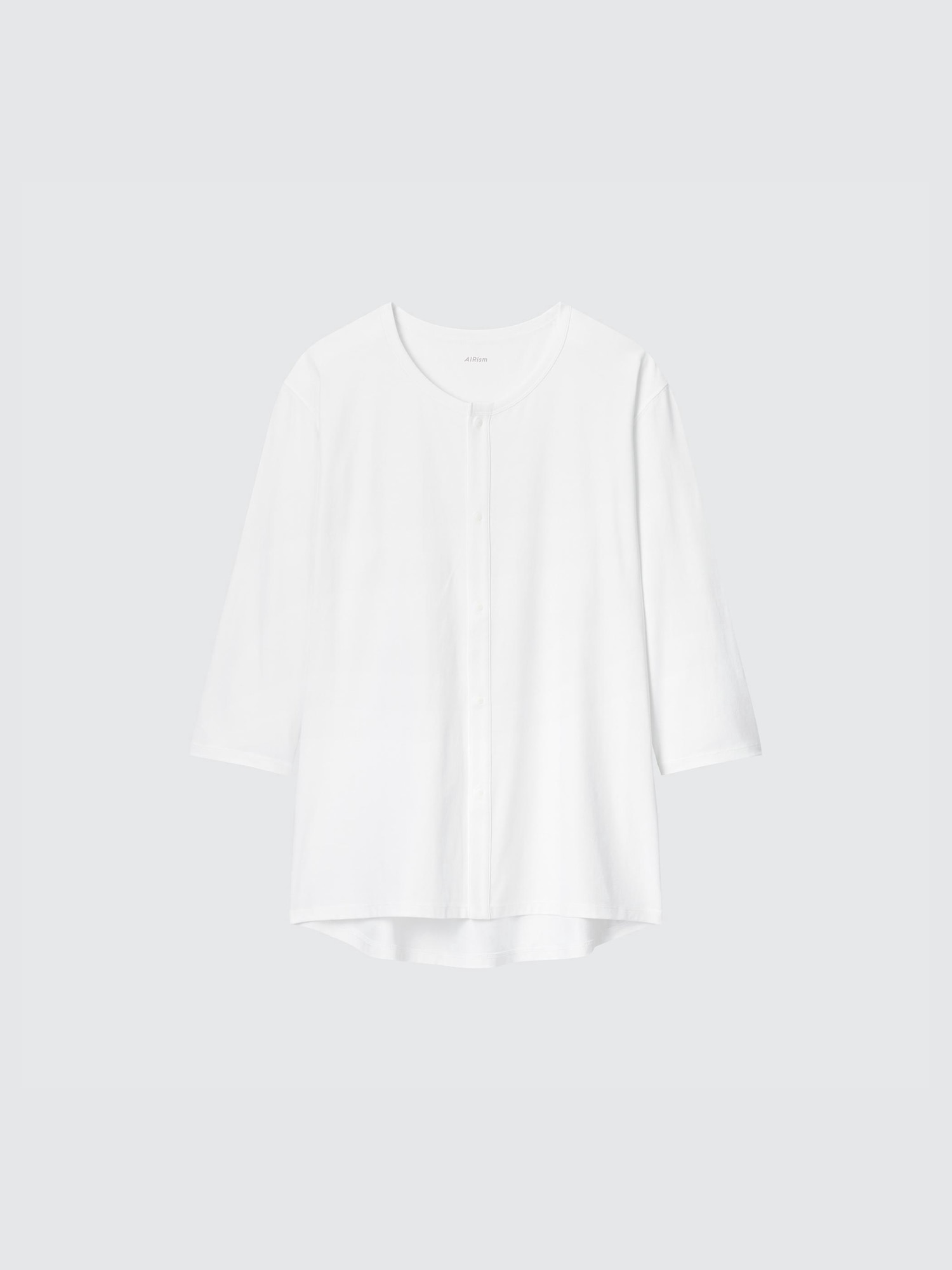 AIRism Футболка с планкой, круглый вырез, рукав 3/4 — UNIQLO