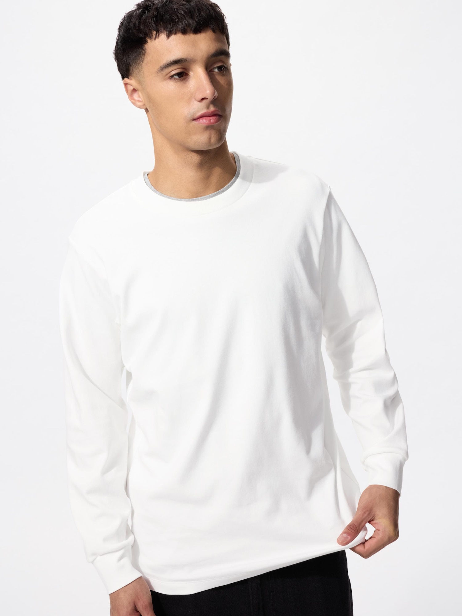 Футболка мягкая с круглым вырезом / длинный рукав — UNIQLO
