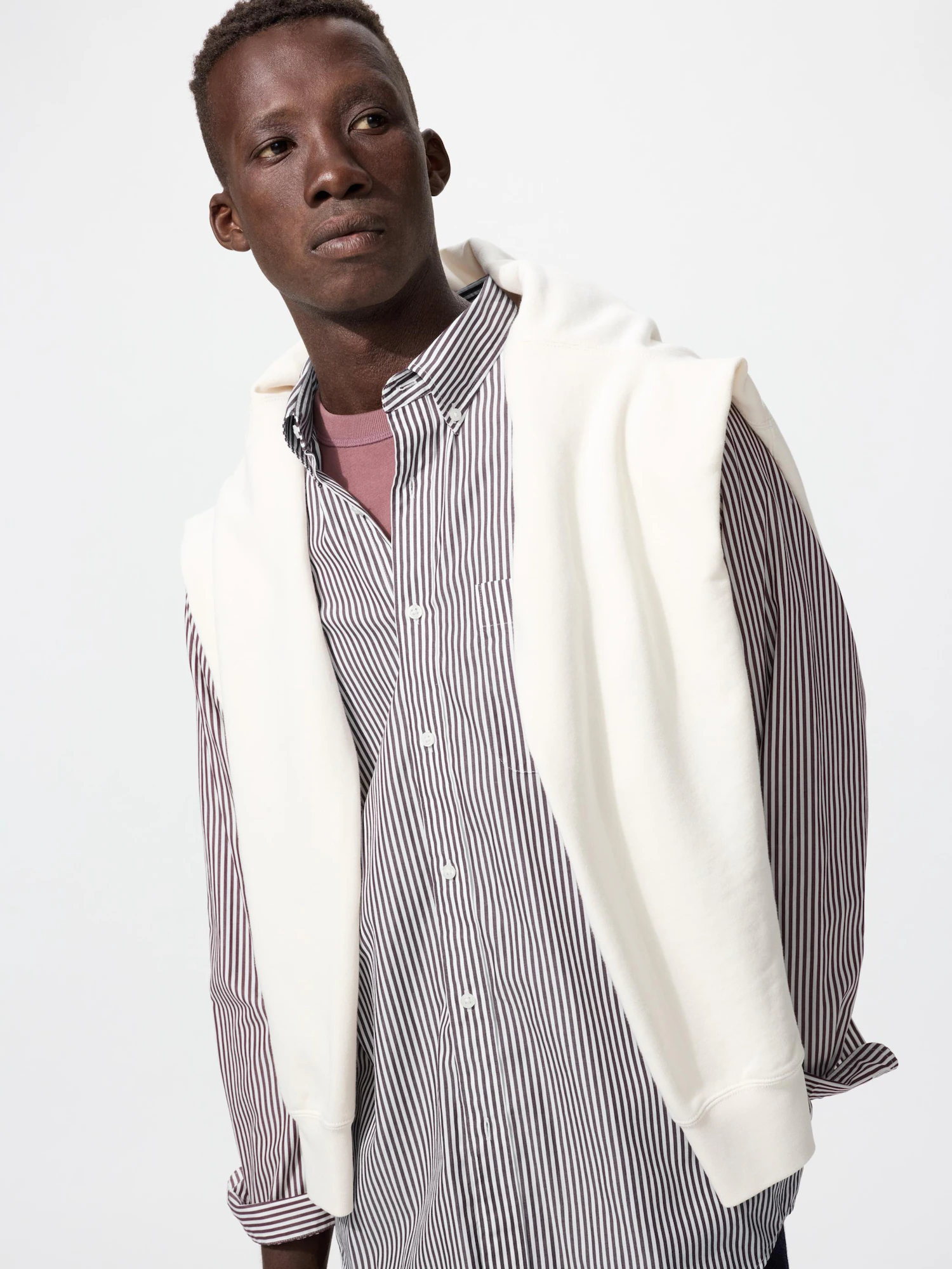 Рубашка из поплина/полоска/button-down — UNIQLO