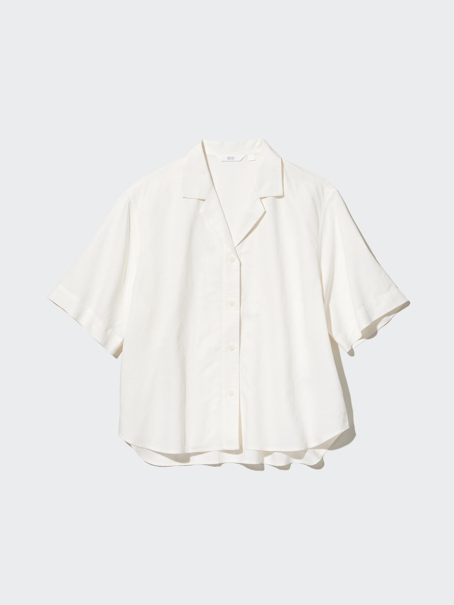 Рубашка из льняной смеси с открытым воротником, короткий рукав (костюмом) — UNIQLO