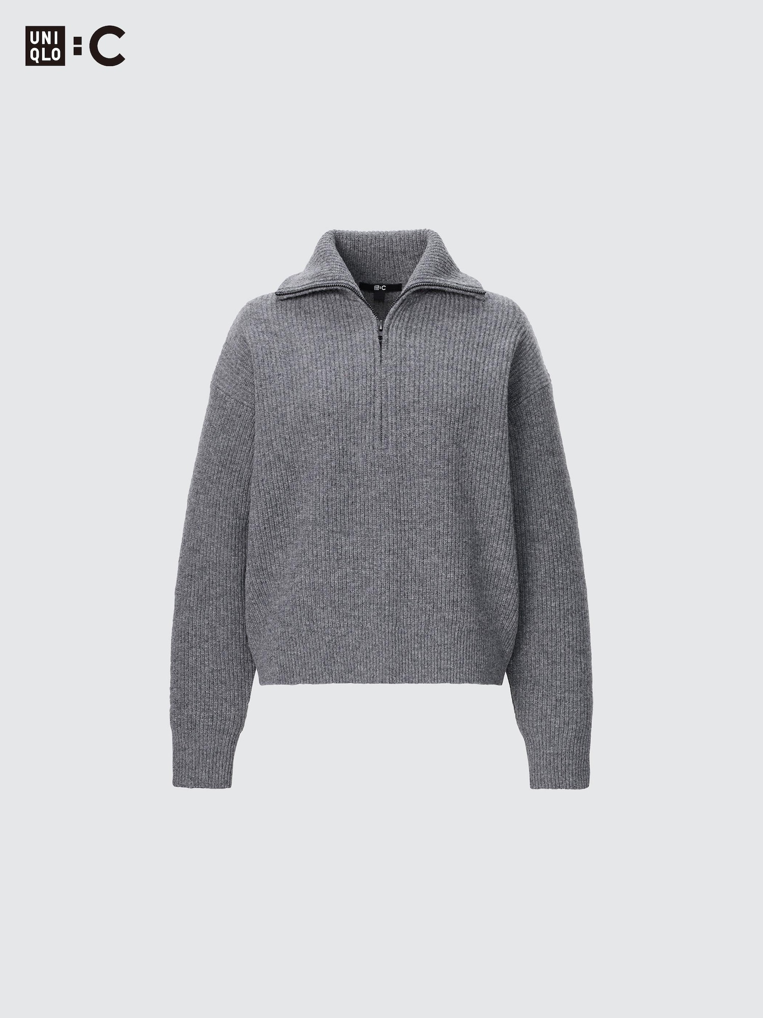 Свитер из ягнячьей шерсти премиум с полумолнией (длинный рукав) — UNIQLO