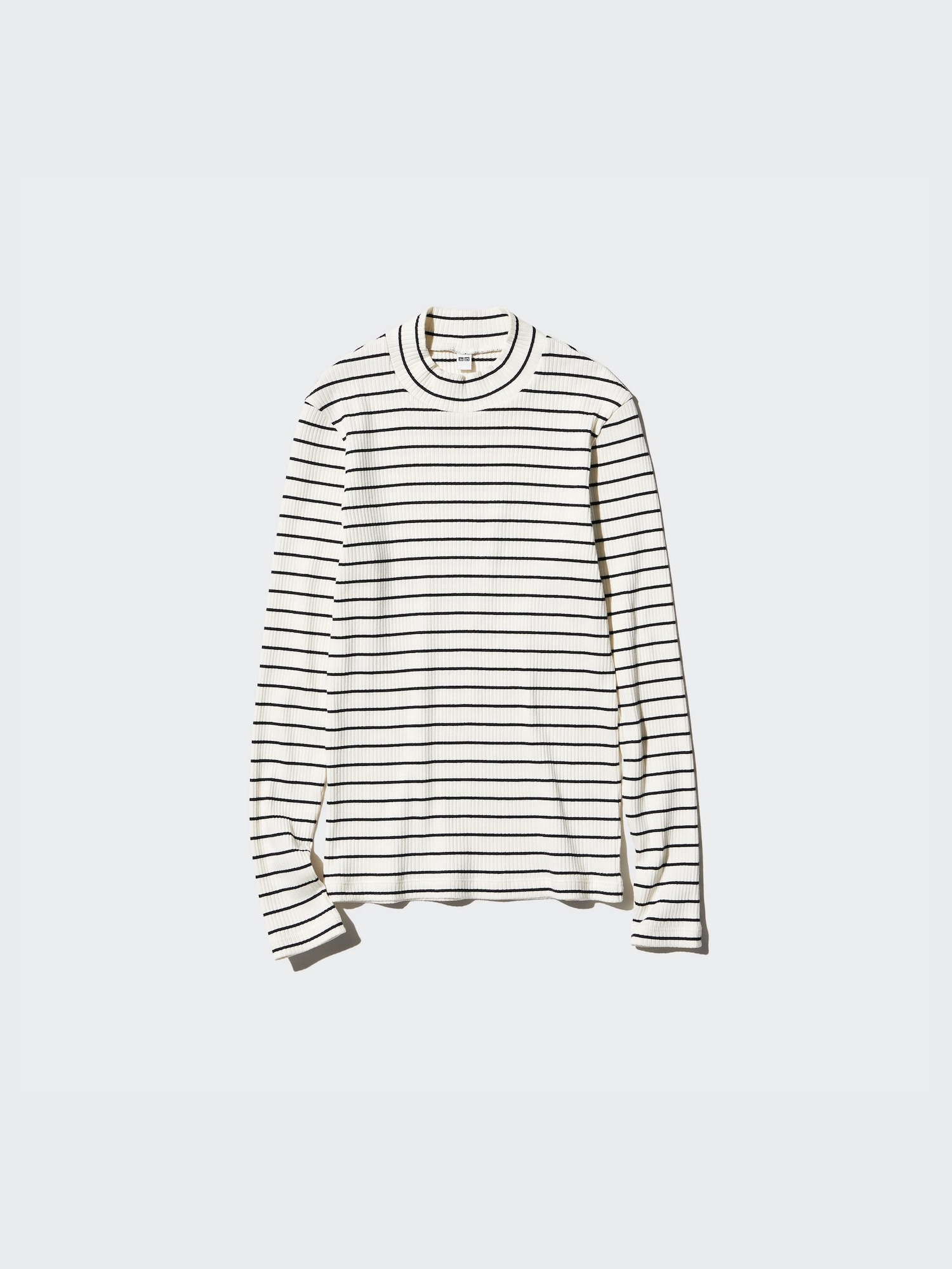 Футболка-водолазка в полоску из рубчатого трикотажа — UNIQLO
