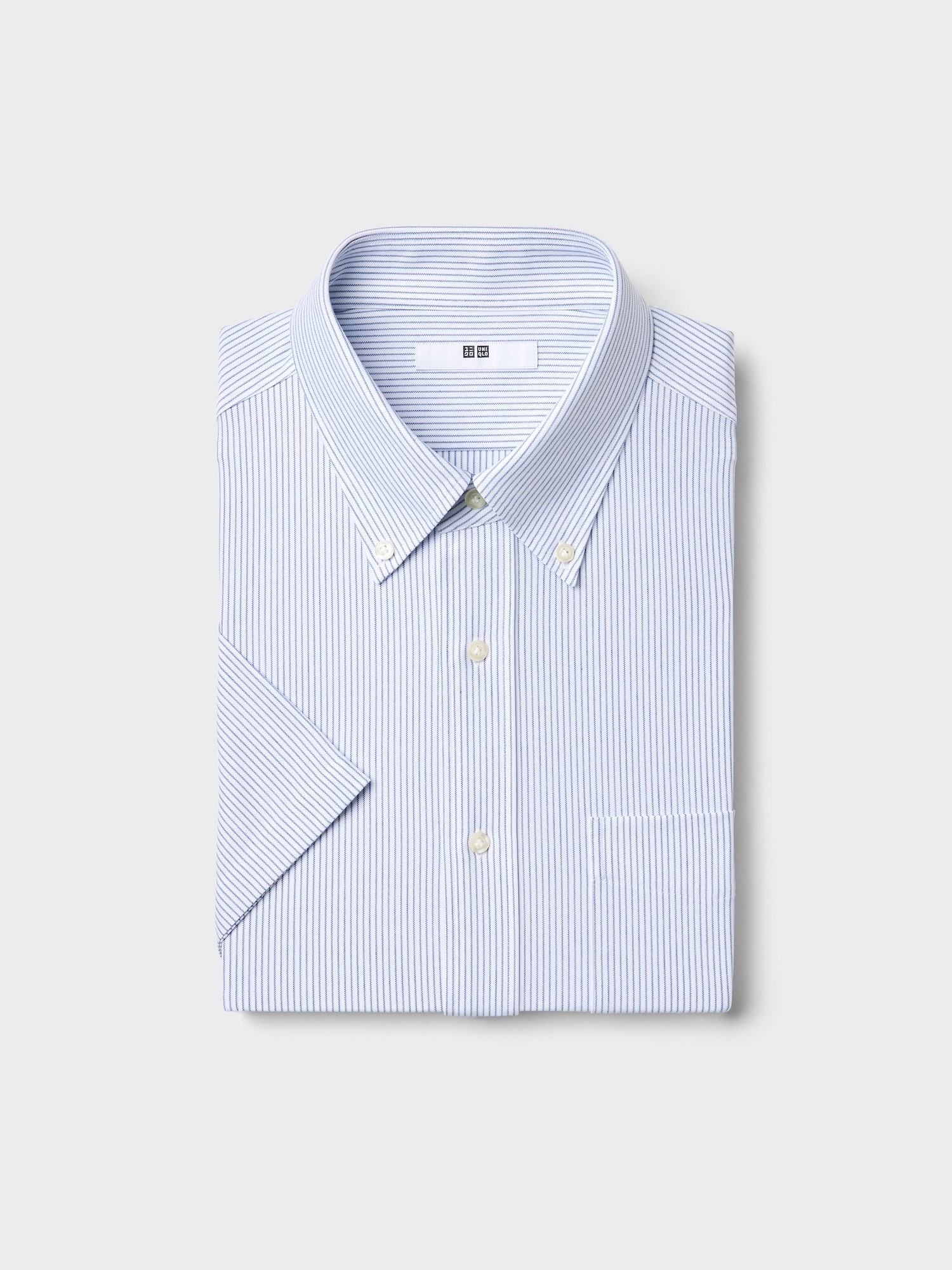 Рубашка Dry трикотажная без глажки в полоску с воротником button-down — UNIQLO