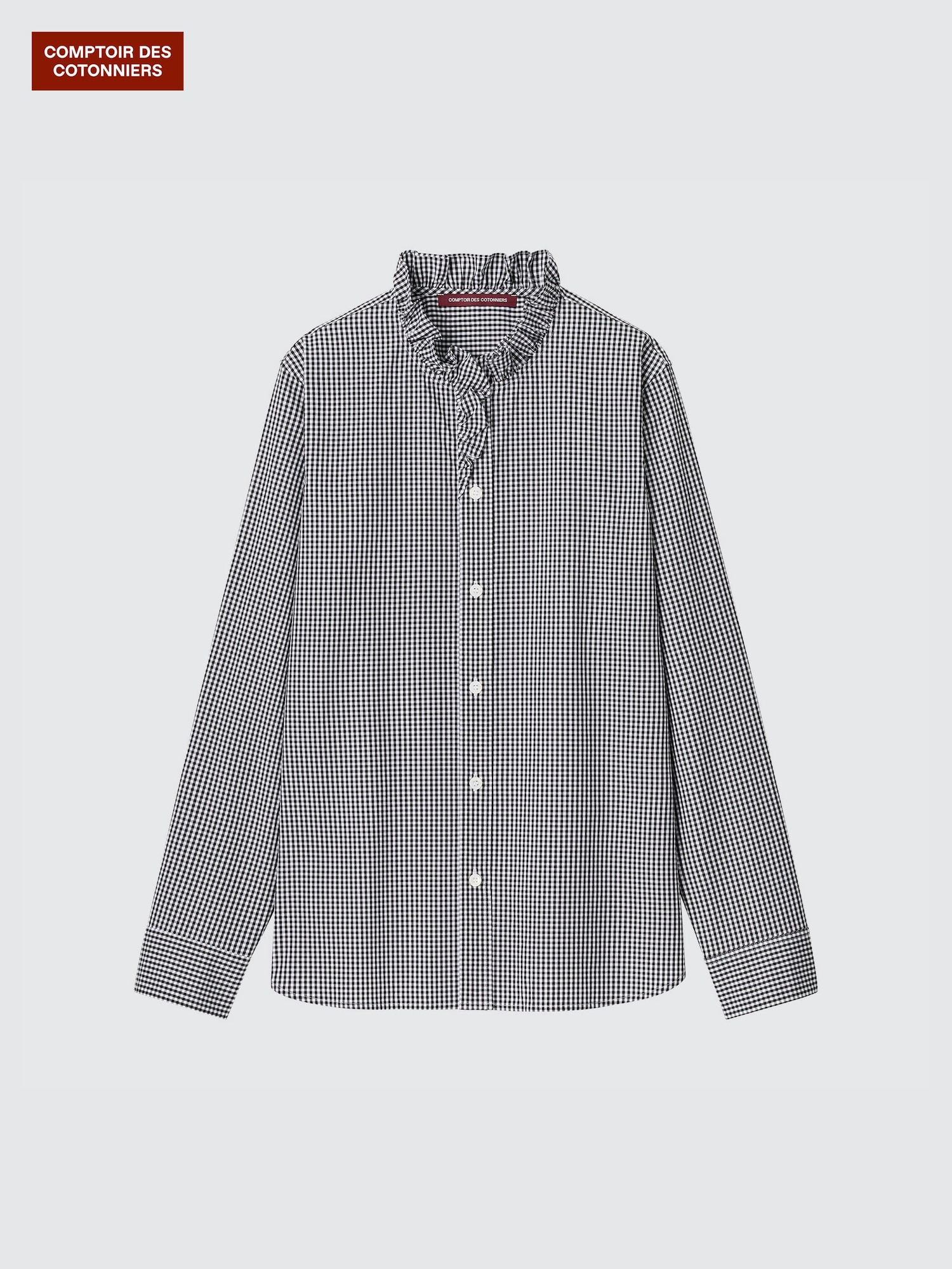 Хлопковая эластичная рубашка с оборками — UNIQLO