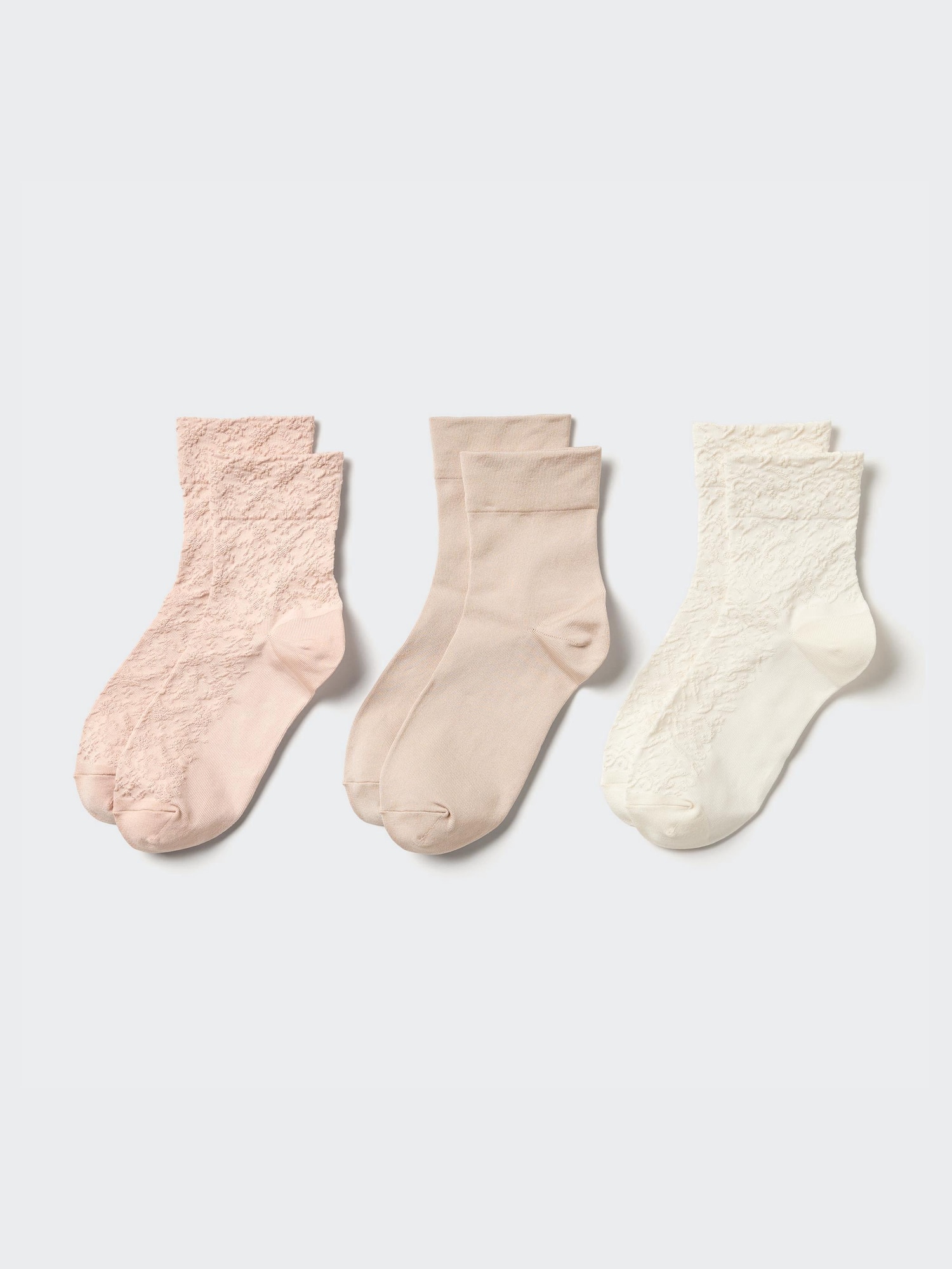 Носки из 3 пар, укороченные ажурные с цветочным узором — UNIQLO