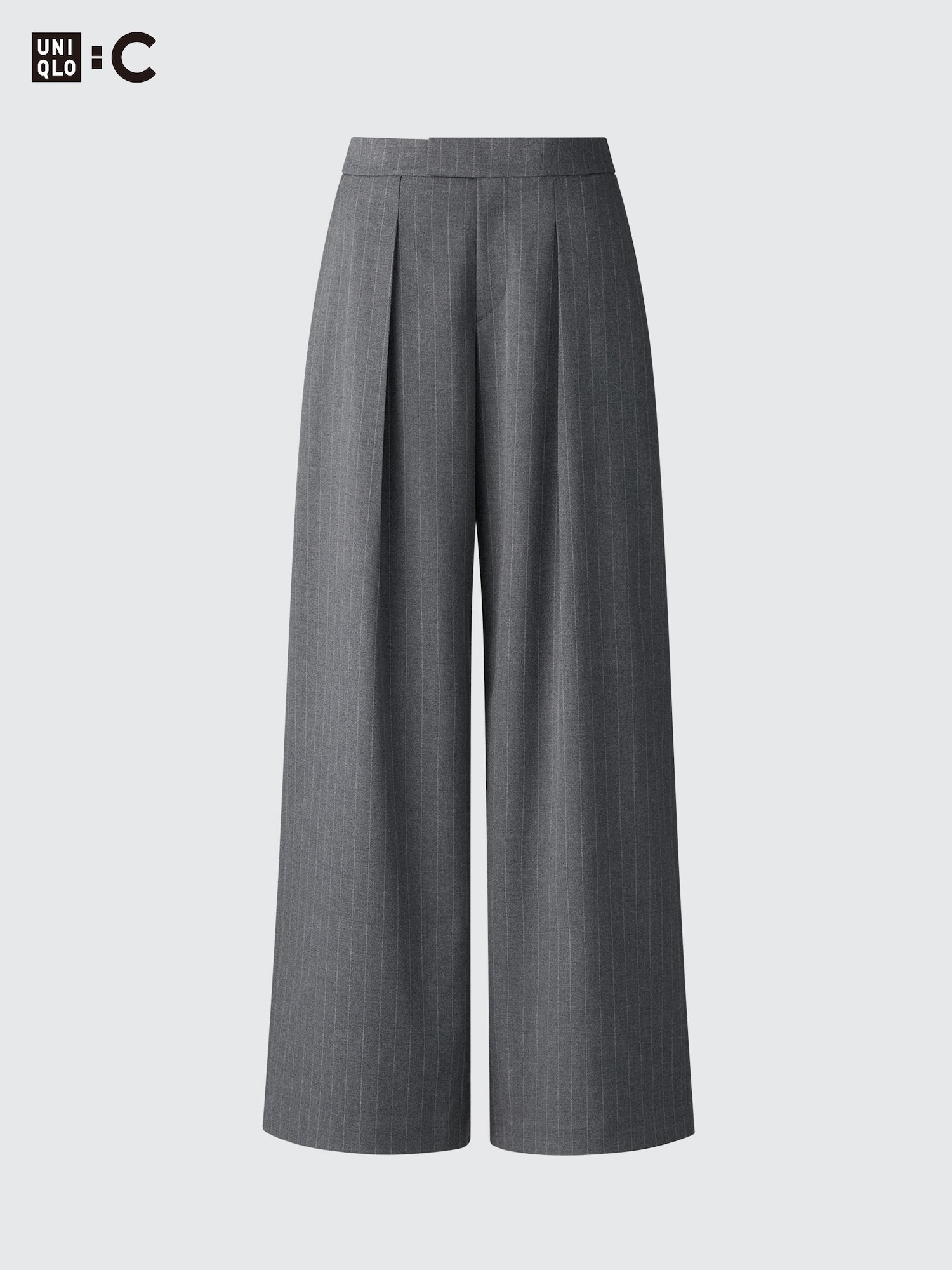 Широкие брюки со складками, полоска — UNIQLO