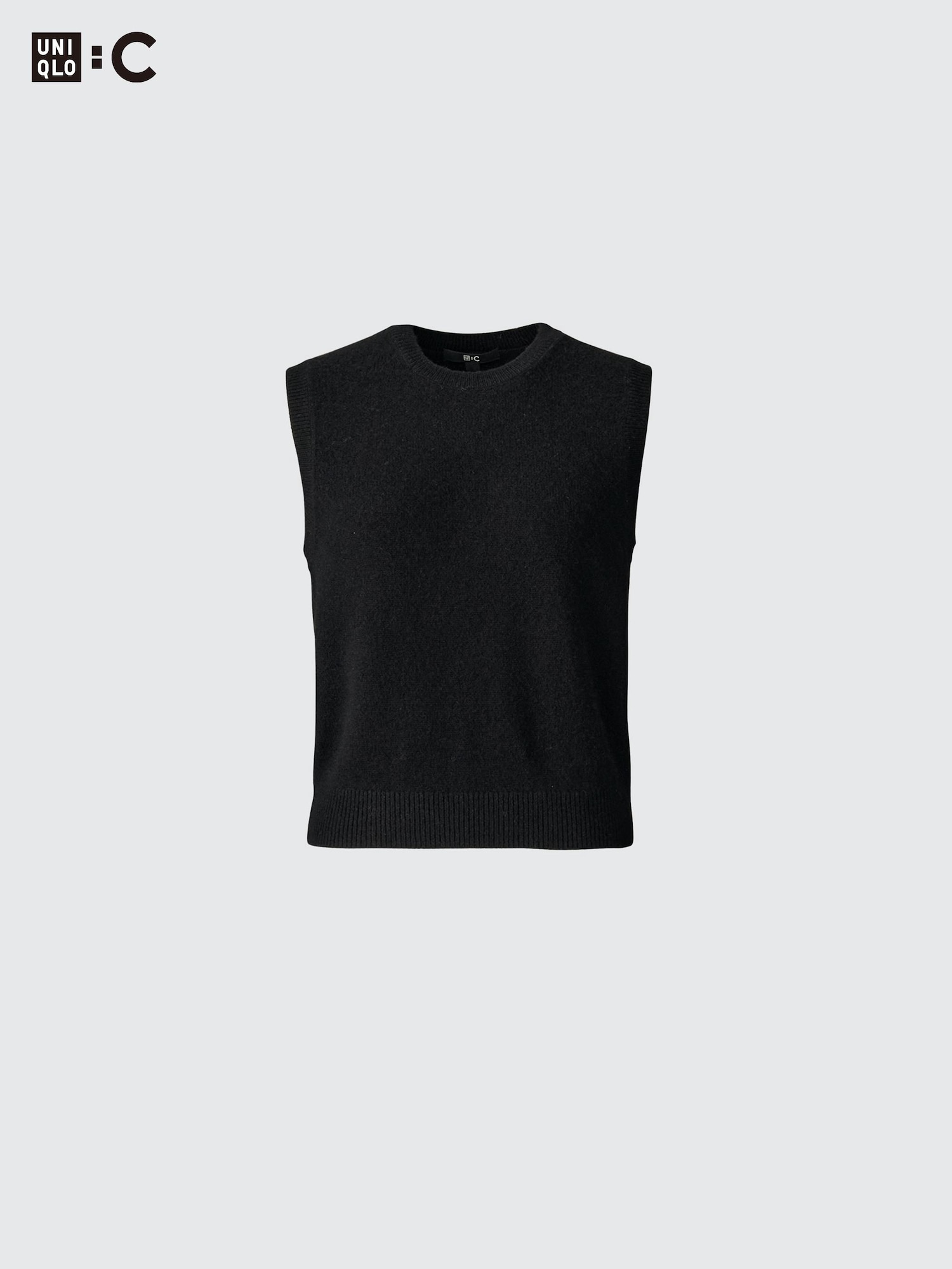 Кашемировый укороченный свитер с круглым вырезом, без рукавов — UNIQLO
