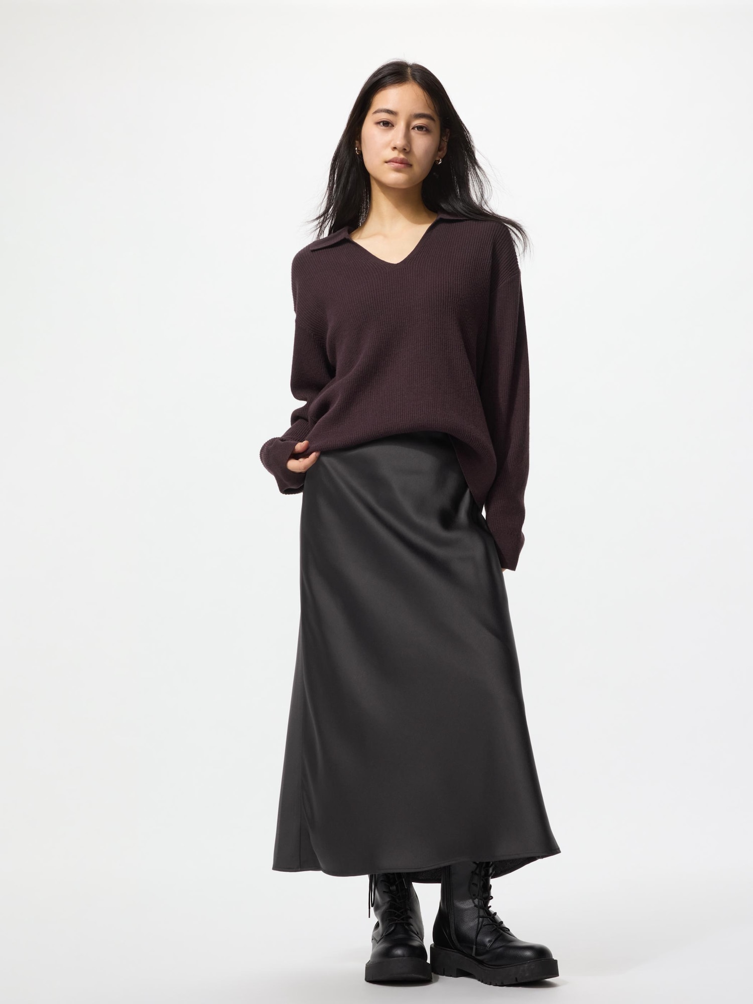 Атласная юбка укороченная — UNIQLO