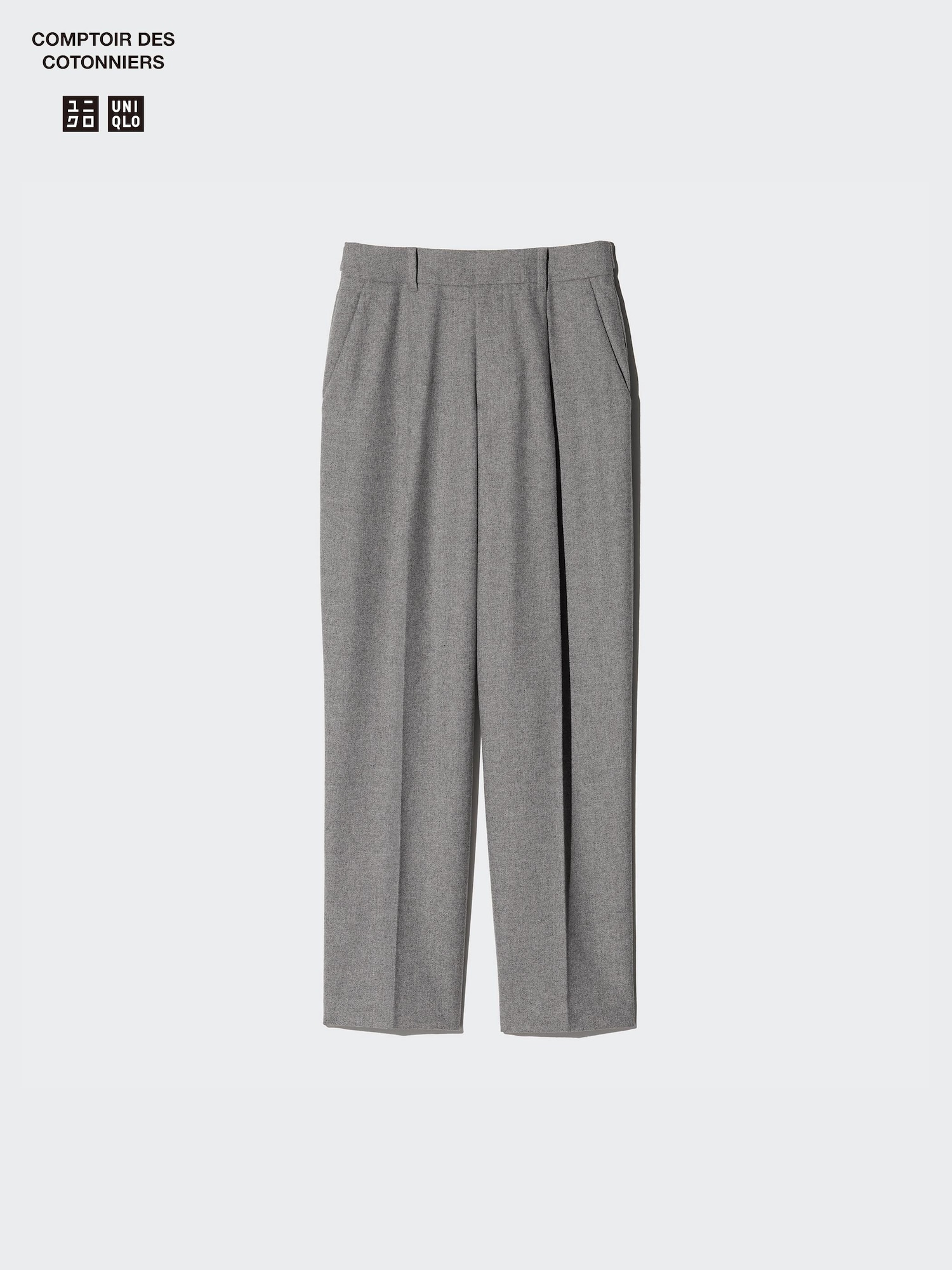 Твидовые зауженные брюки со складками — UNIQLO