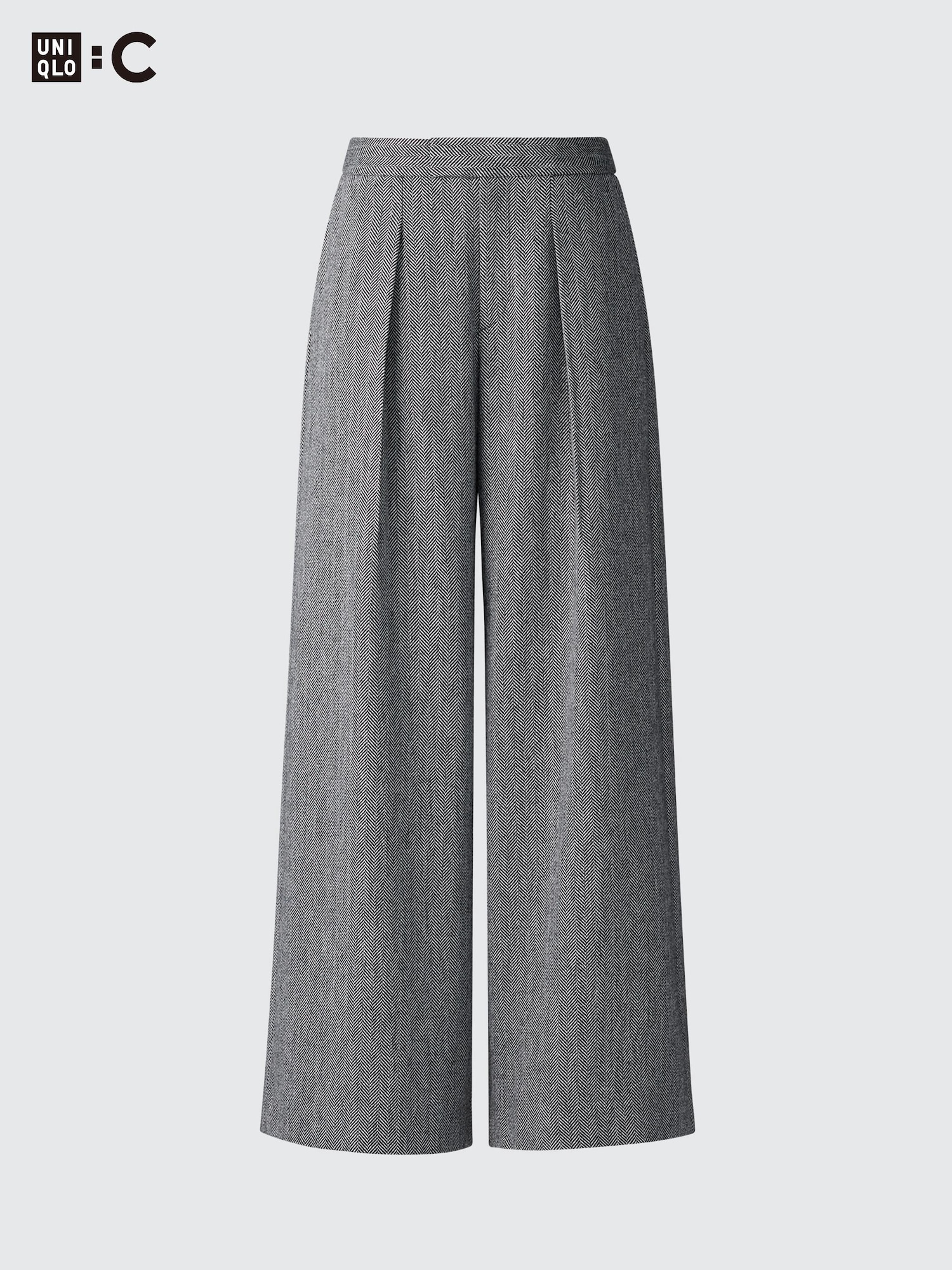 Твидовые широкие брюки со складками — UNIQLO