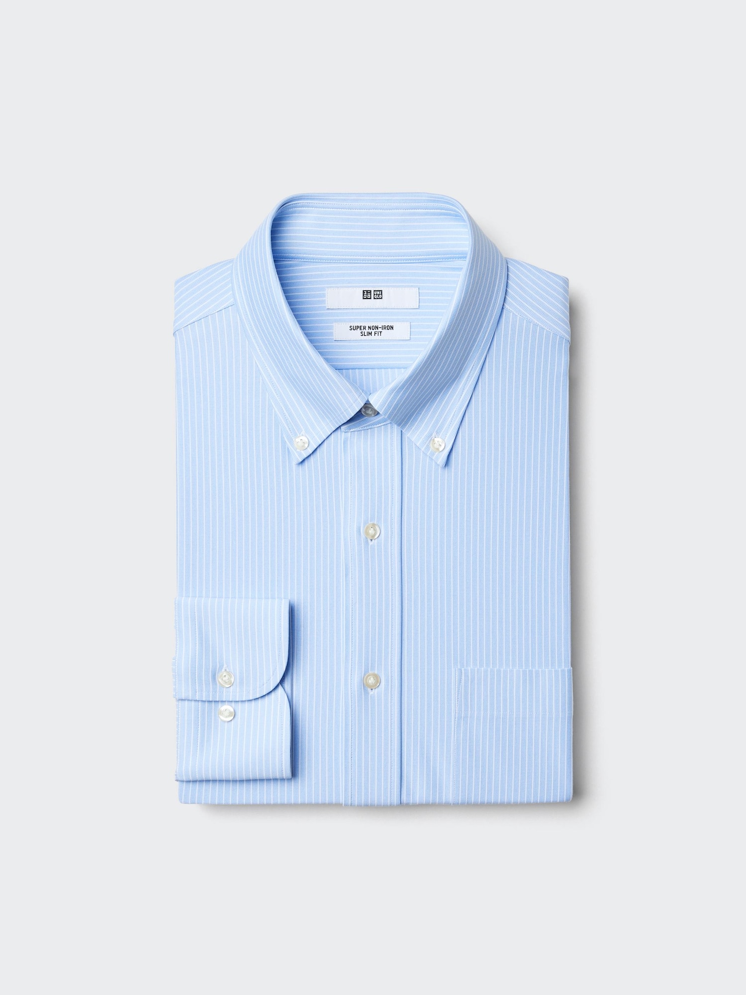 Супер неглаженая стрейч-рубашка/слим/полоски — UNIQLO