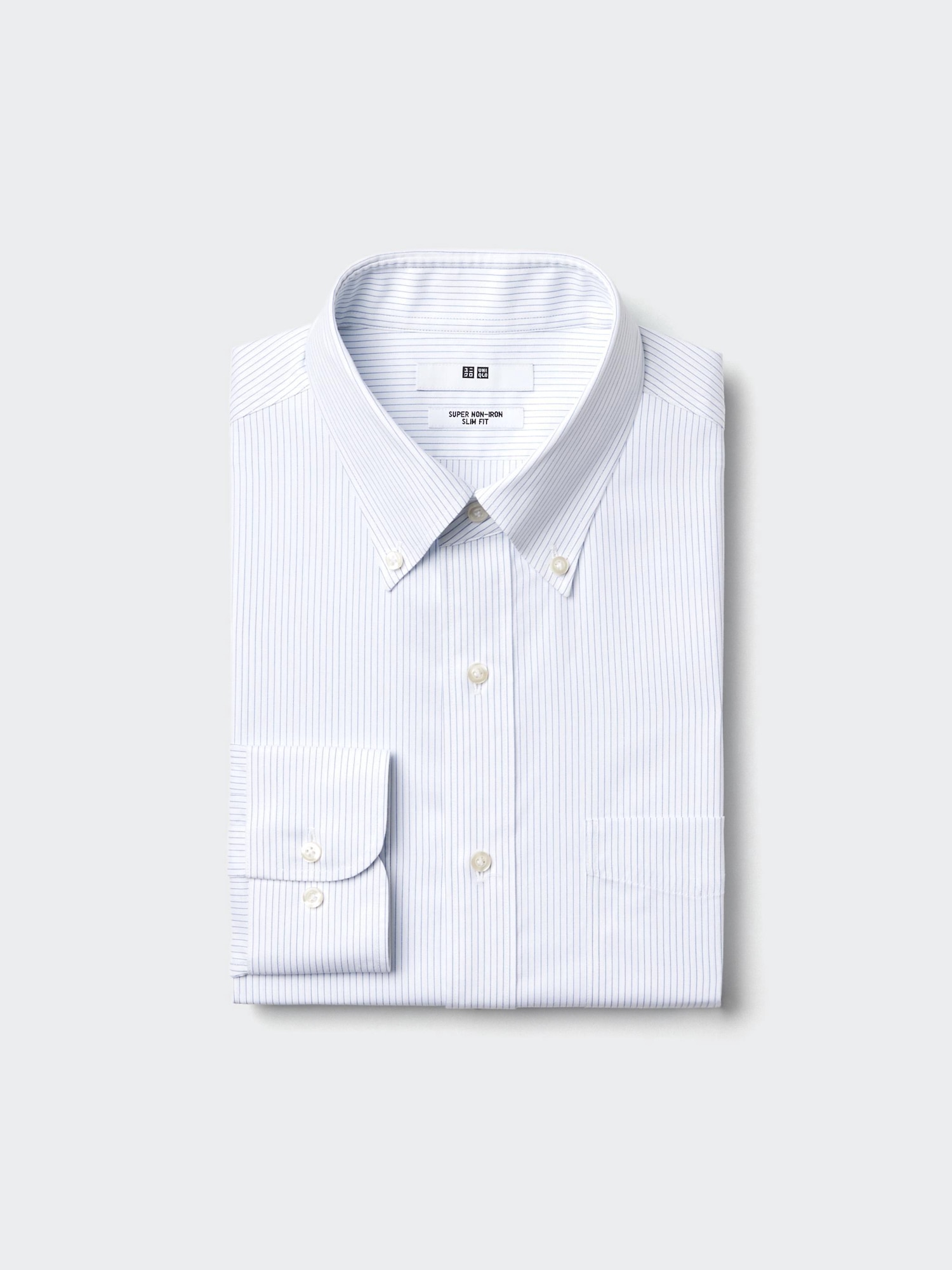 Рубашка Super Non-Iron зауженная в полоску с воротником button-down — UNIQLO