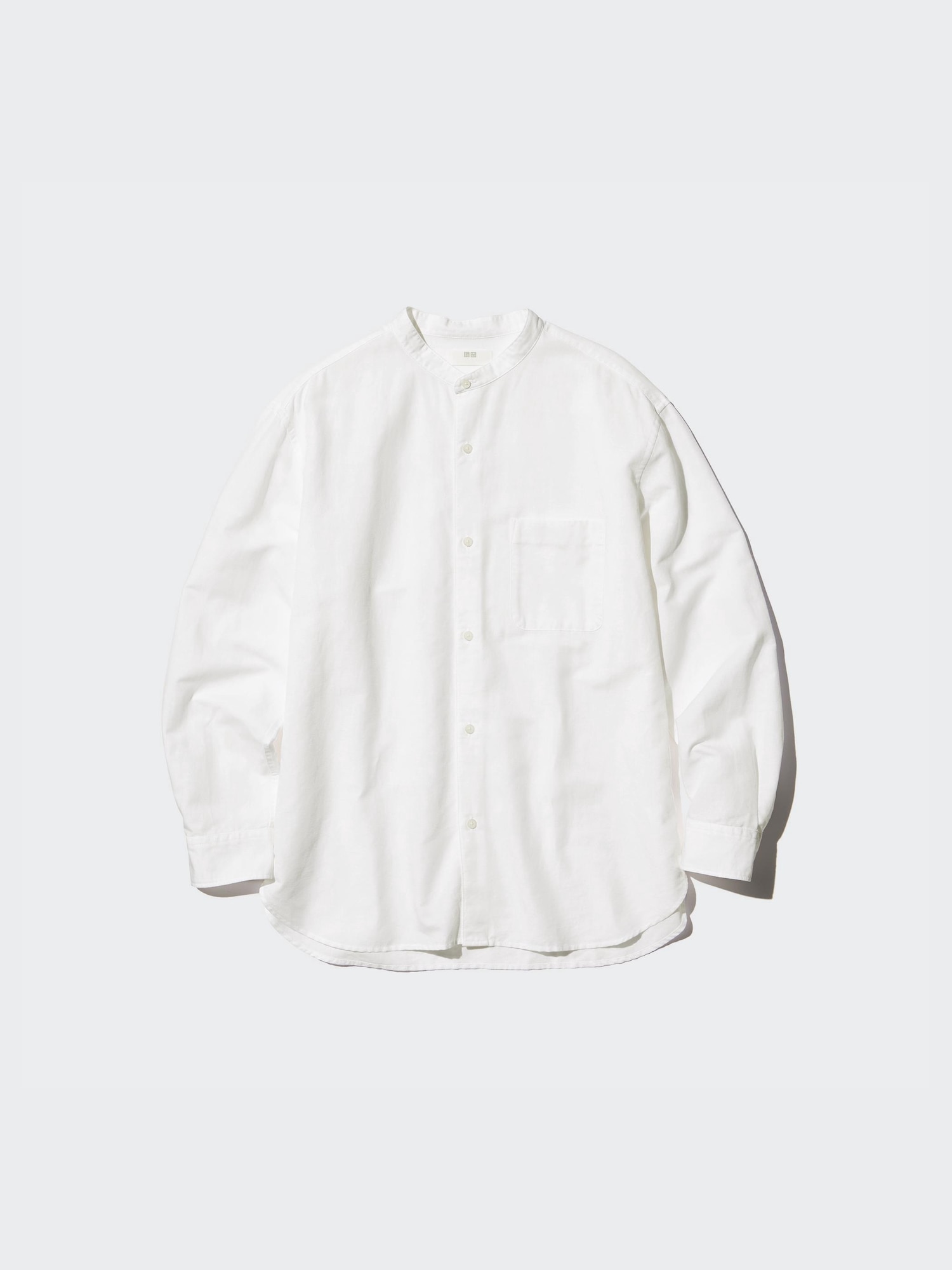 Рубашка с воротником-стойкой из хлопка и льна — UNIQLO