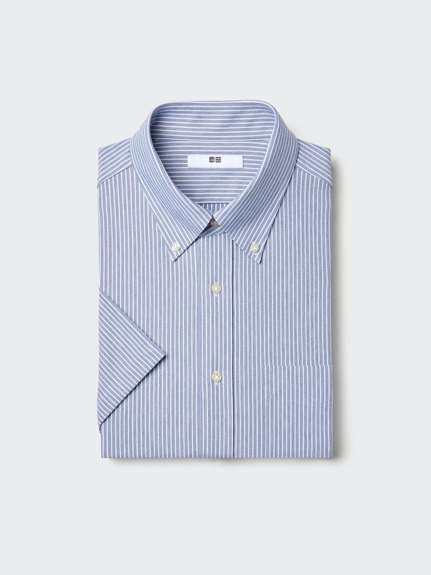 Рубашка Dry трикотажная без глажки в полоску с воротником button-down — UNIQLO