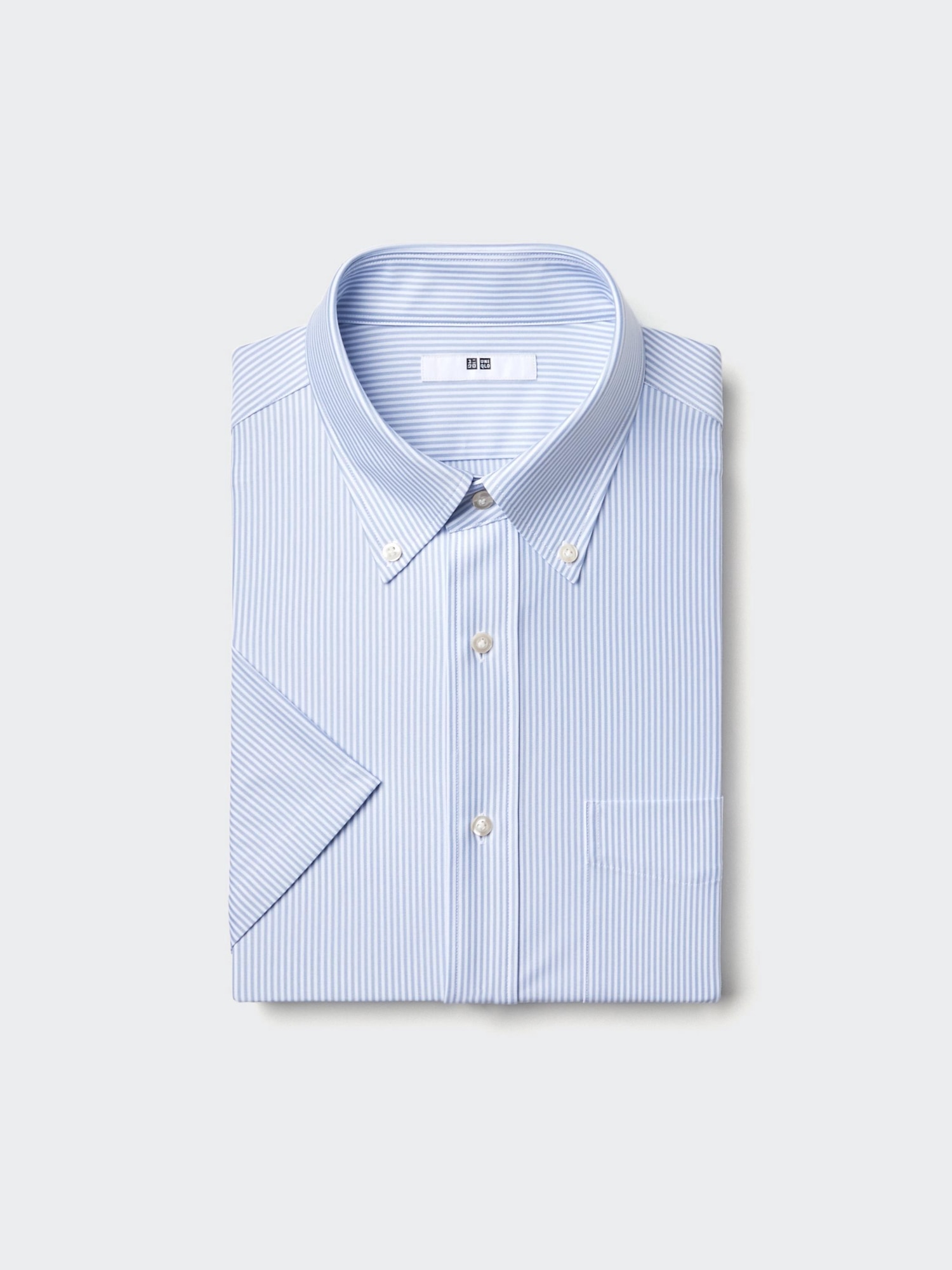 Рубашка Dry трикотажная без глажки в полоску с воротником button-down — UNIQLO