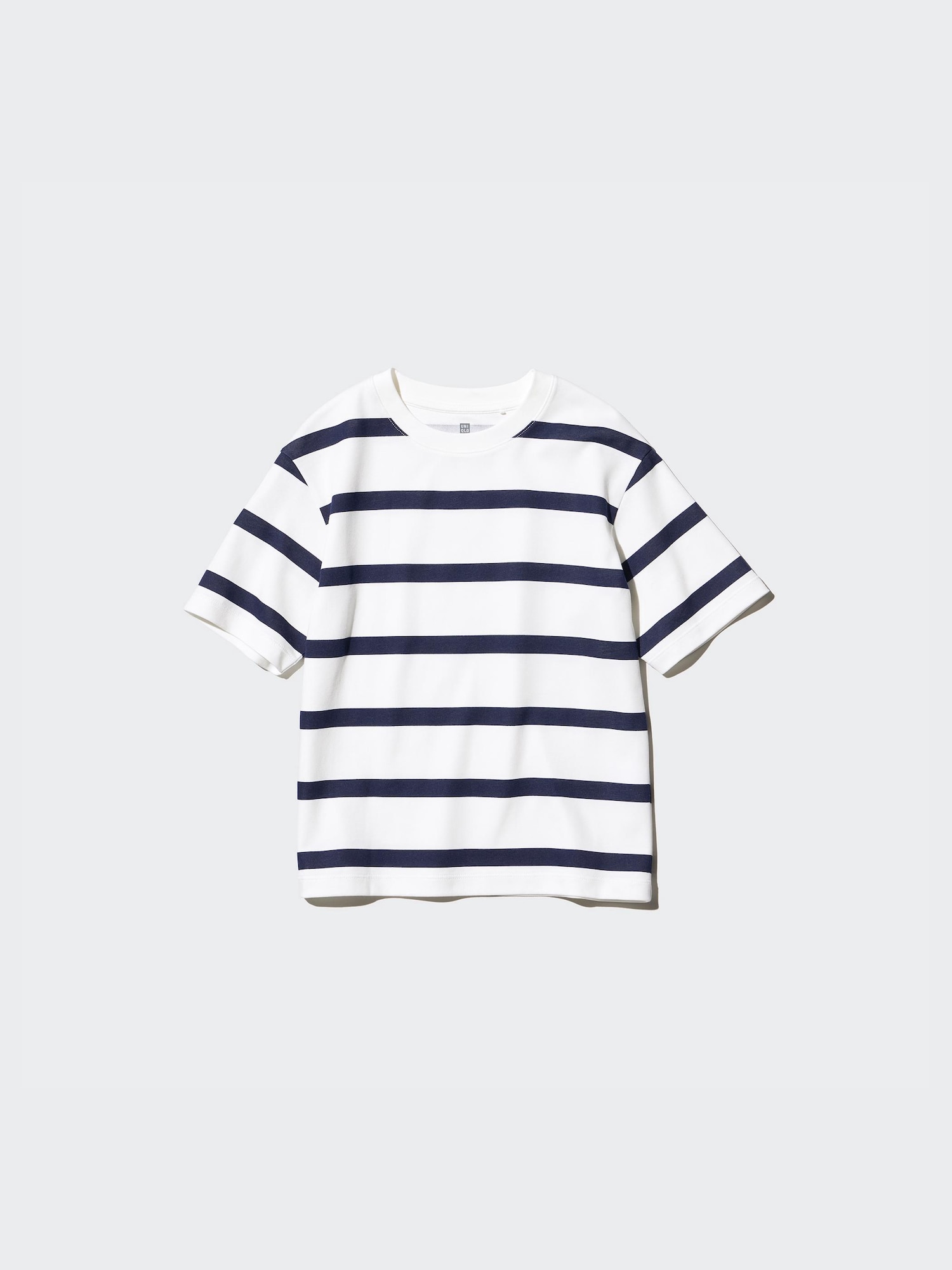 AIRism хлопковая футболка в полоску, круглый вырез — UNIQLO