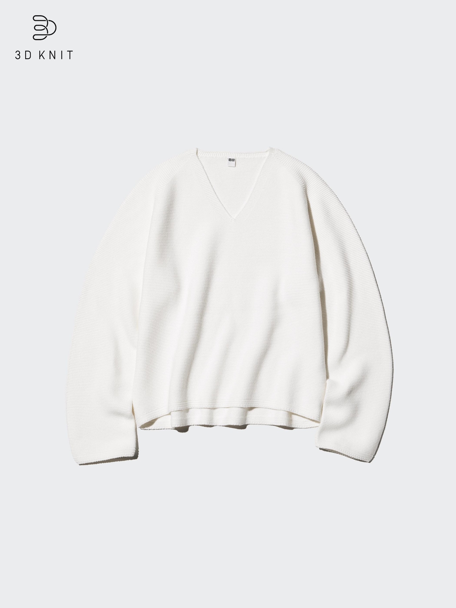 Объёмный хлопковый свитер свободного кроя с V-вырезом — UNIQLO