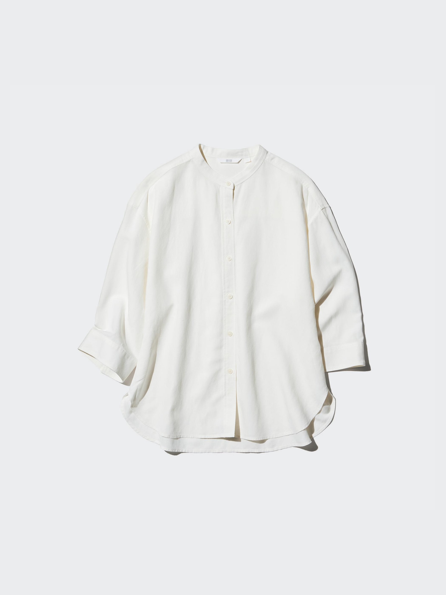 Рубашка из льняной смеси с воротником-стойкой, рукав 3/4 — UNIQLO