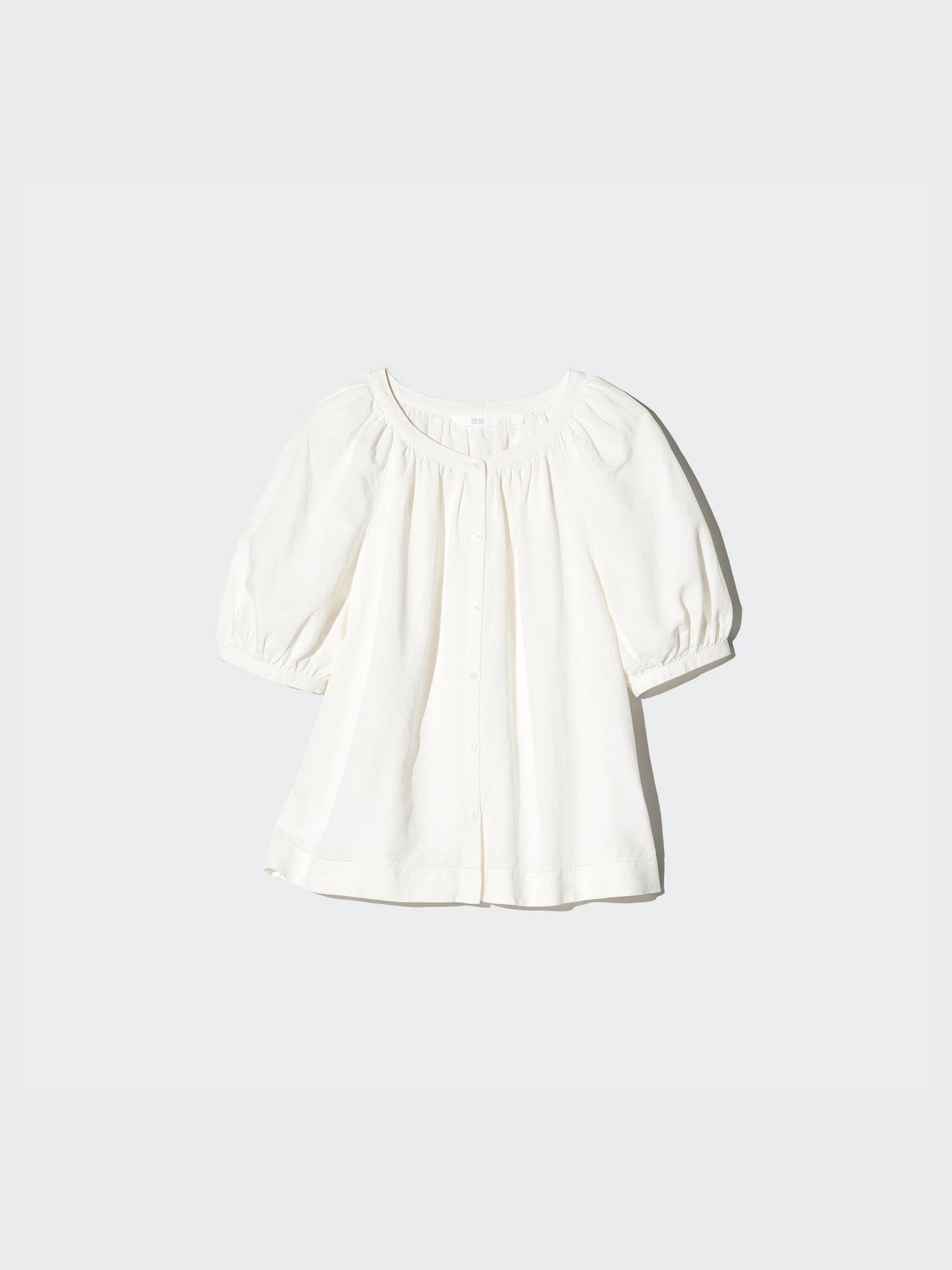 Блузка с объёмными рукавами из льняной смеси — UNIQLO