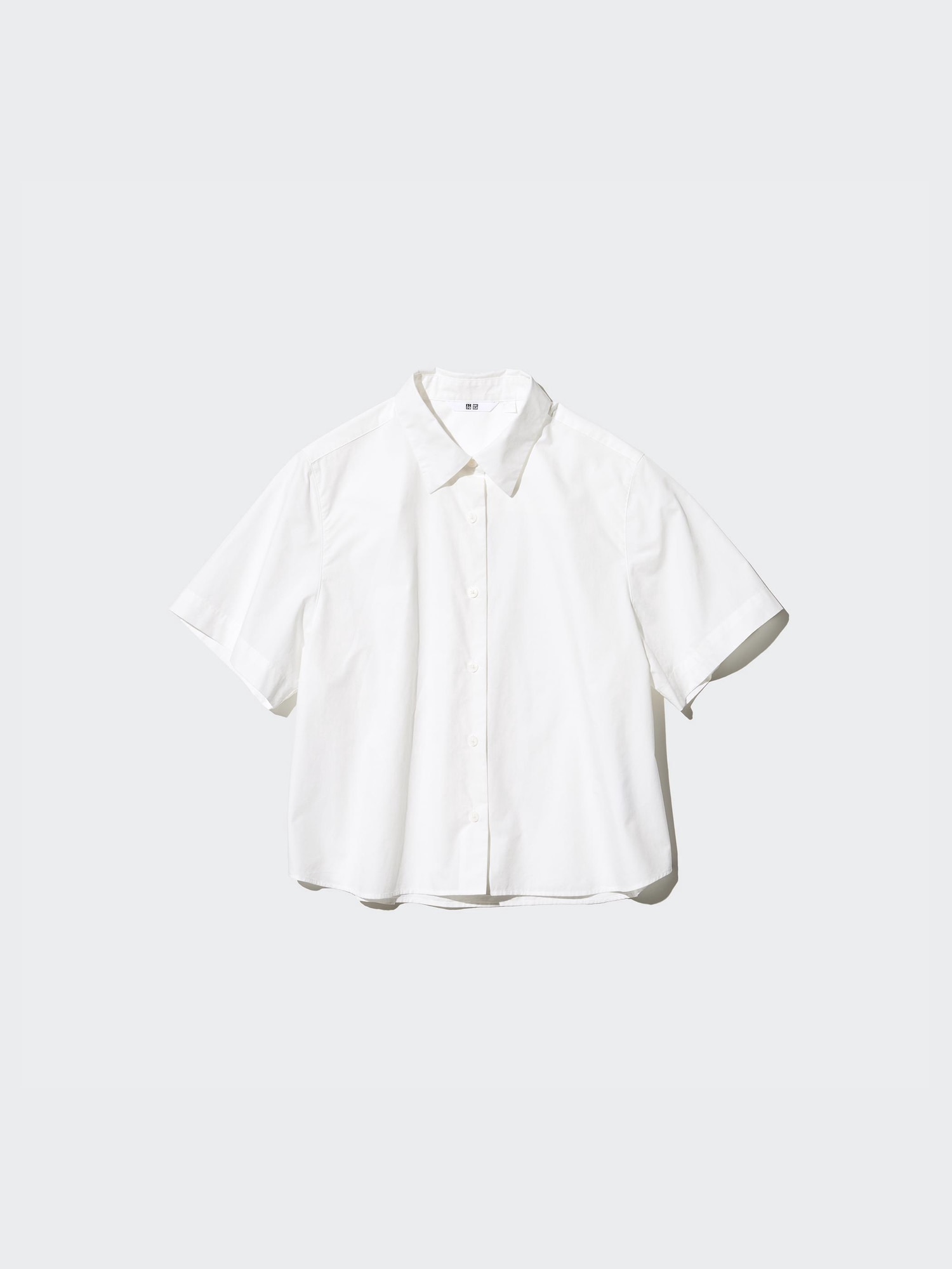 Хлопковая укороченная рубашка, короткий рукав — UNIQLO