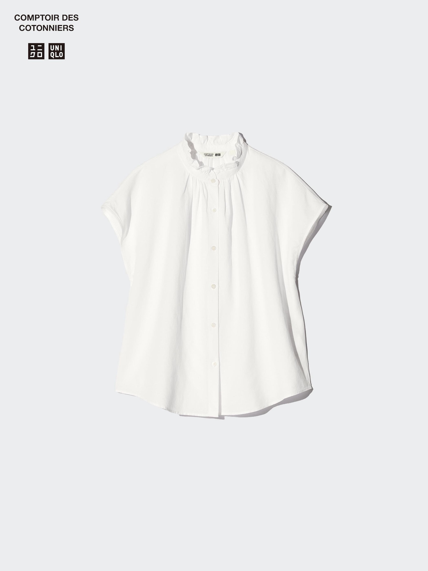 Блузка с оборками из льняной смеси, короткий рукав — UNIQLO