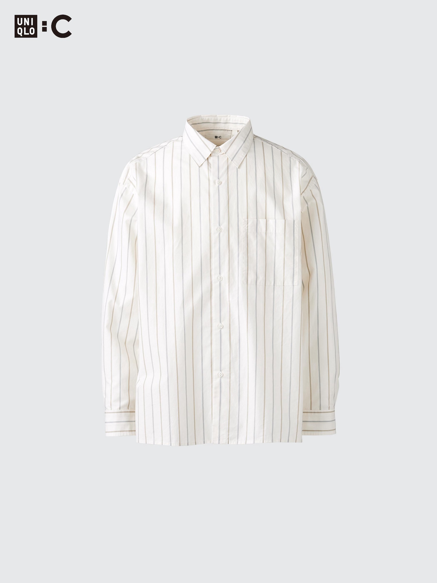 Рубашка из поплина оверсайз/полоска — UNIQLO