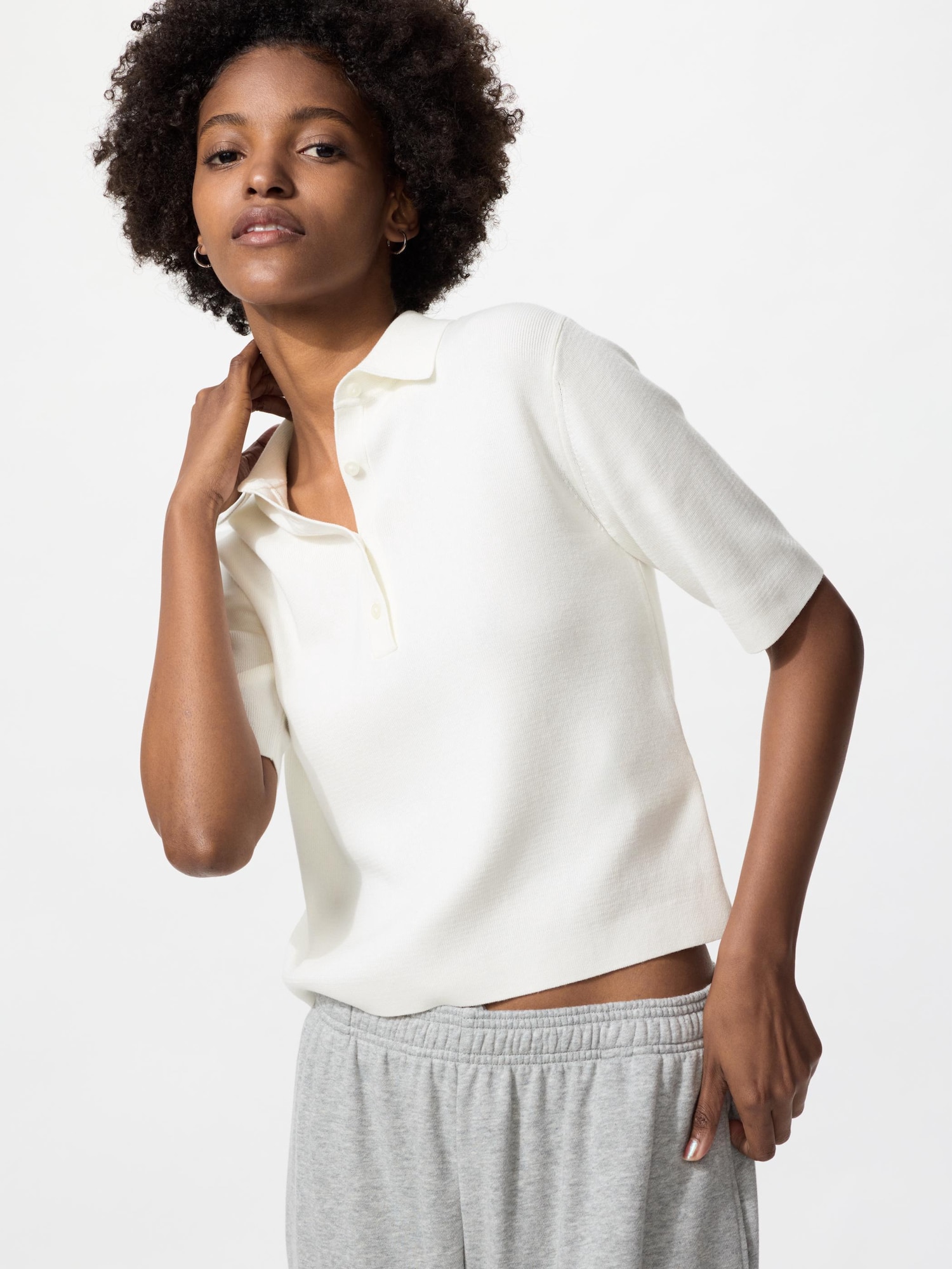 Поло-свитер с коротким рукавом — UNIQLO