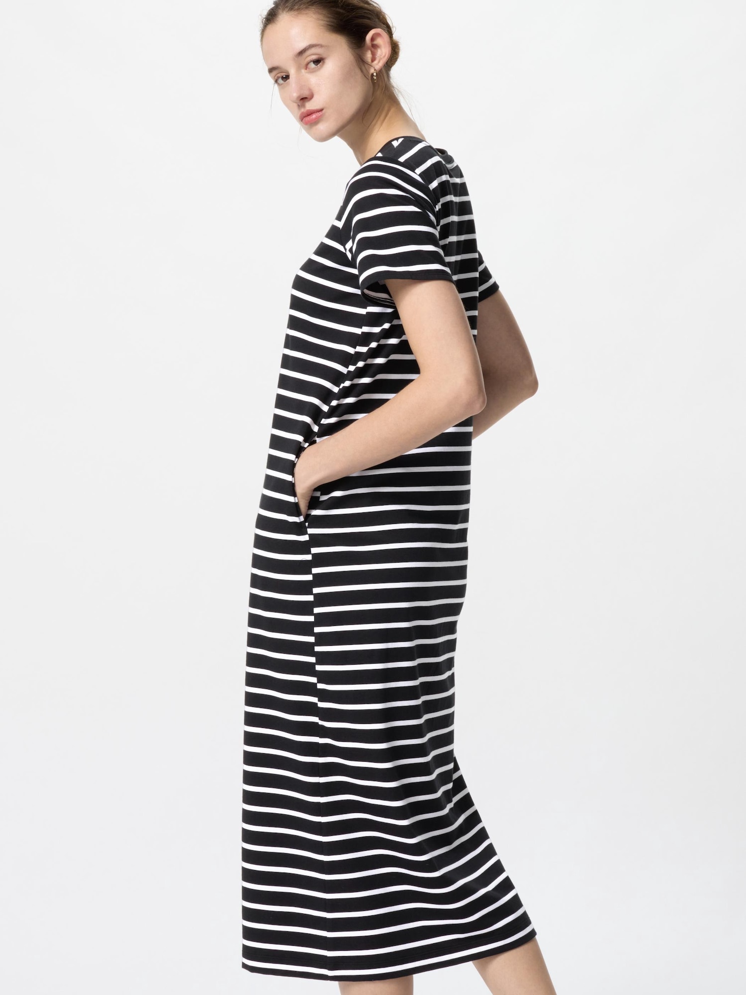AIRism хлопковое платье со встроенным бра, короткий рукав — UNIQLO