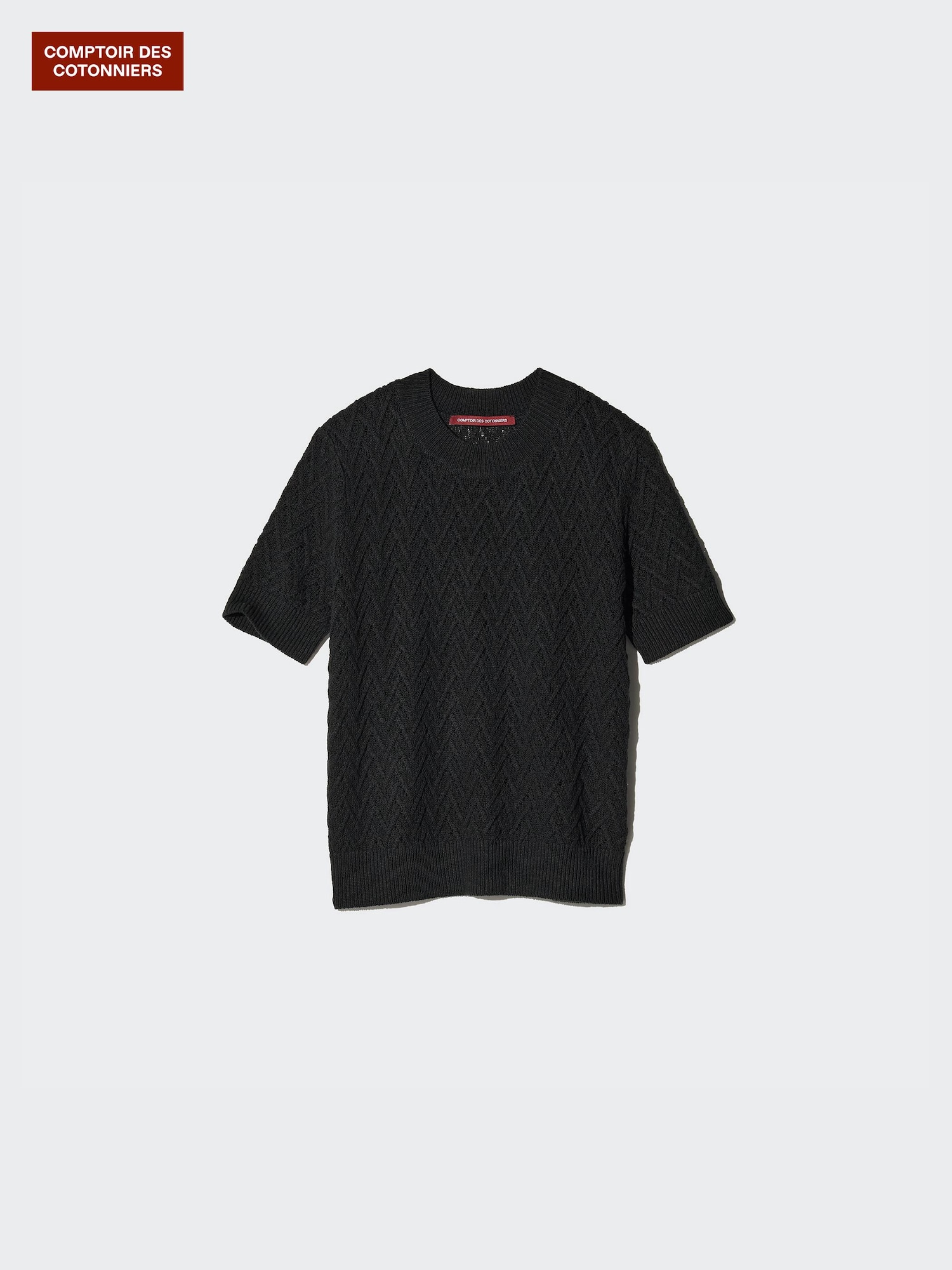 Фактурный льняной свитер с круглым вырезом — UNIQLO