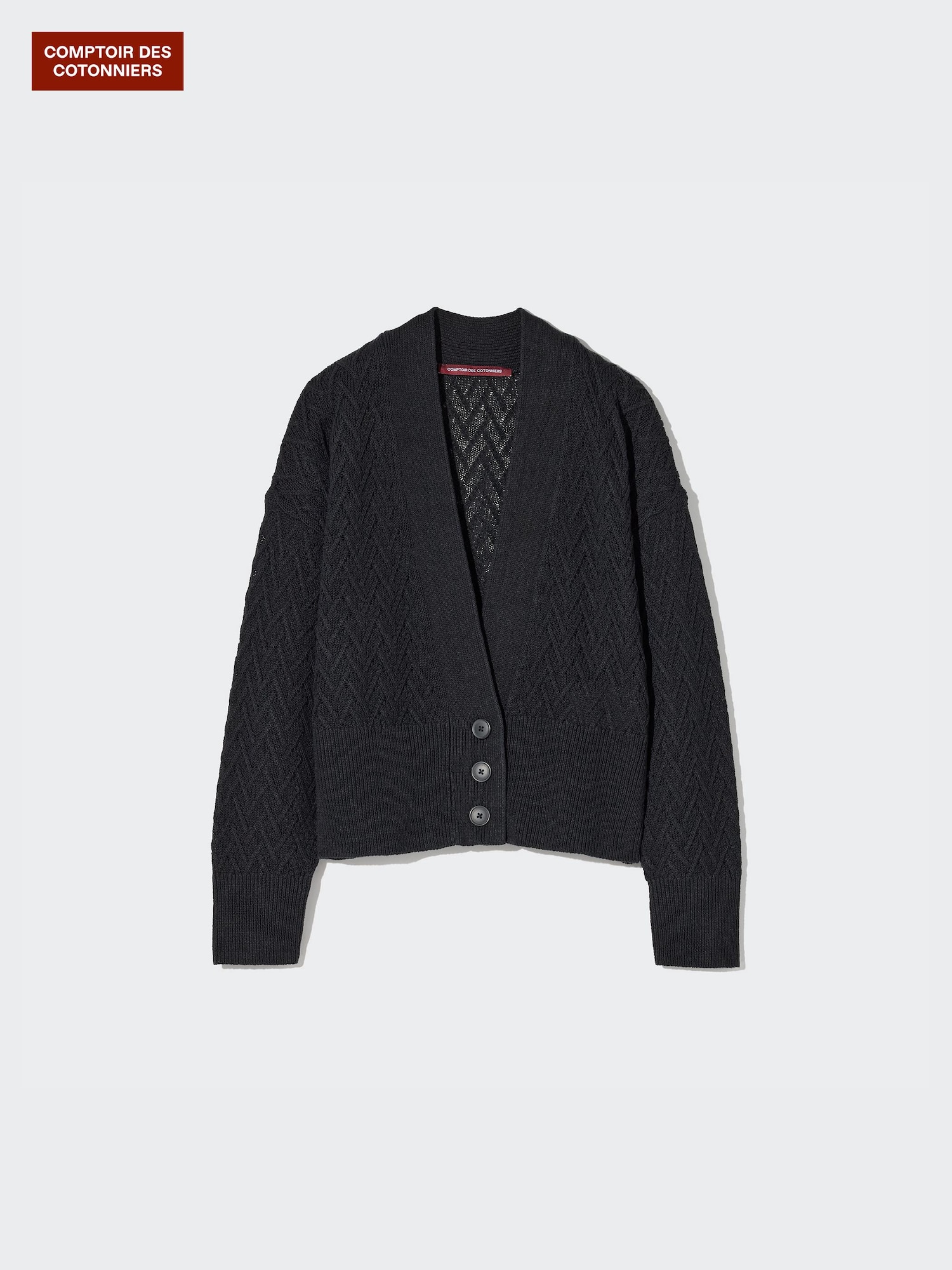 Кардиган pointelle с V-вырезом из льна — UNIQLO