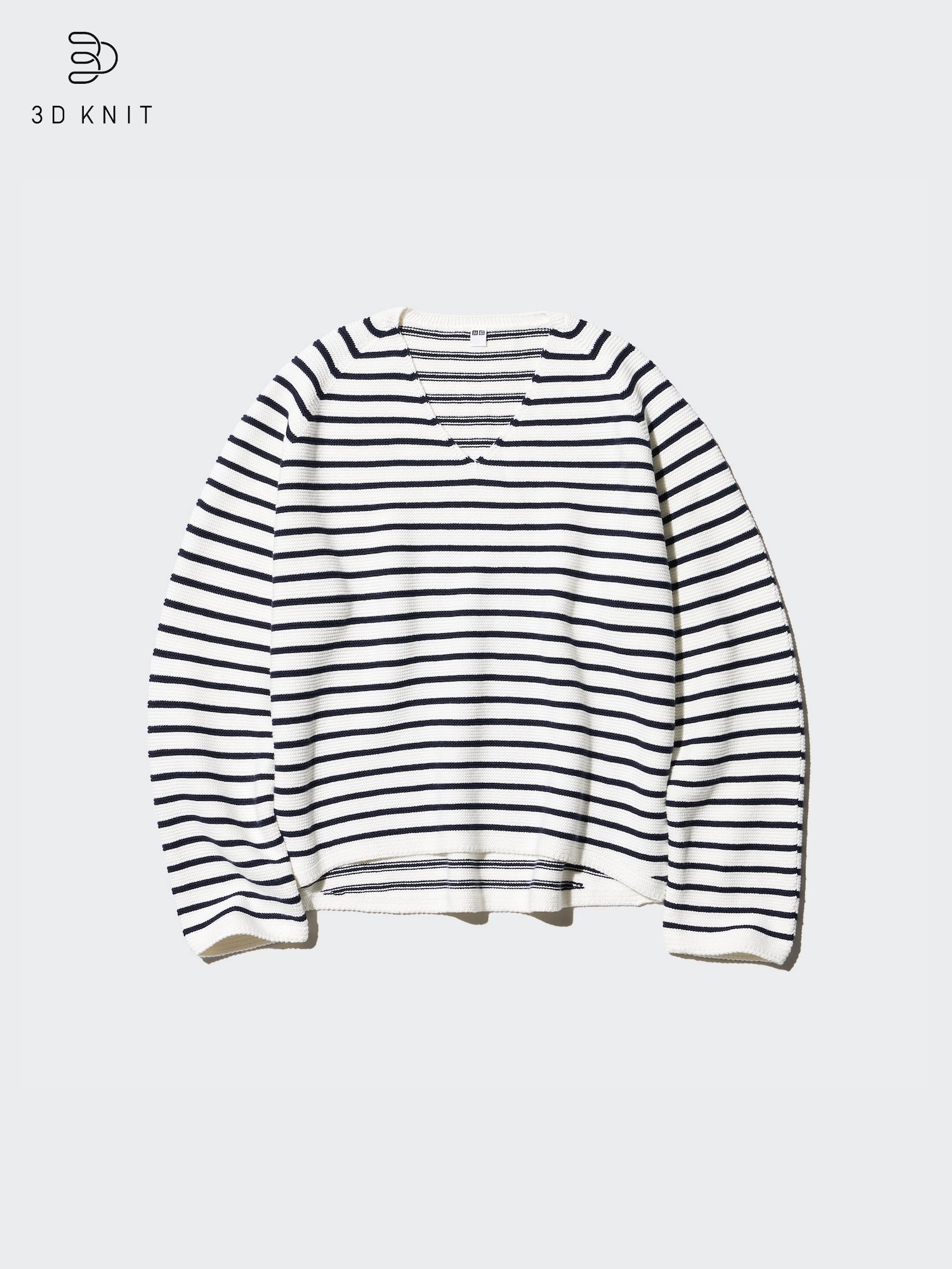 Объёмный хлопковый свитер свободного кроя с V-вырезом — UNIQLO