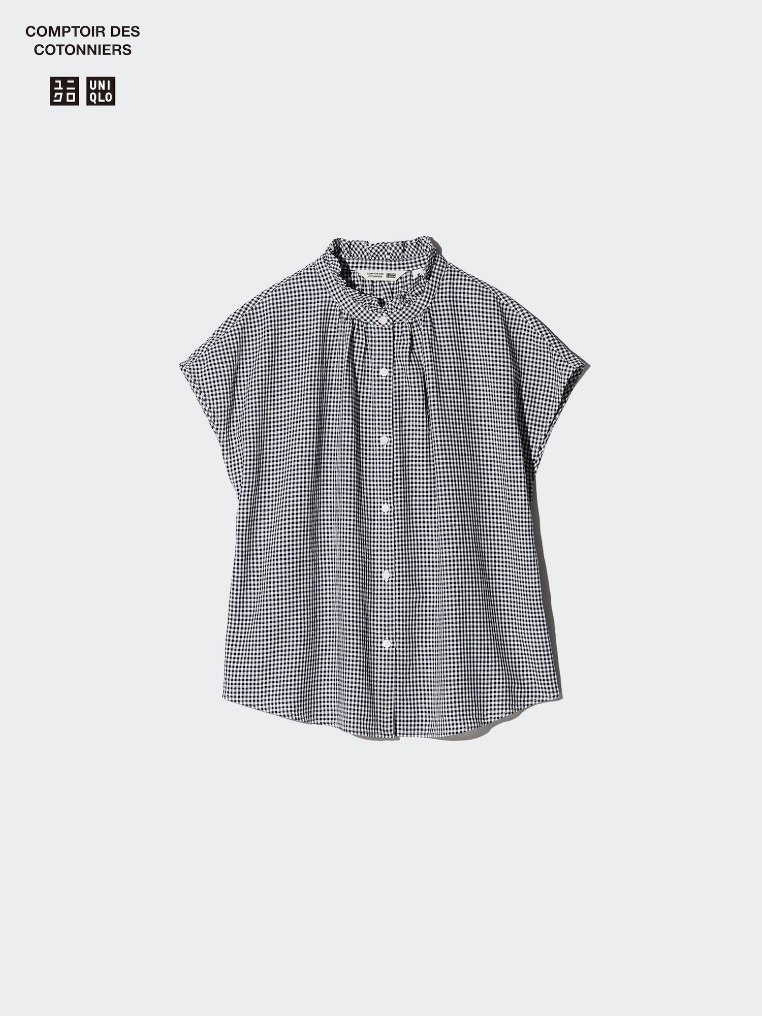 Блузка с оборками из льняной смеси, короткий рукав — UNIQLO