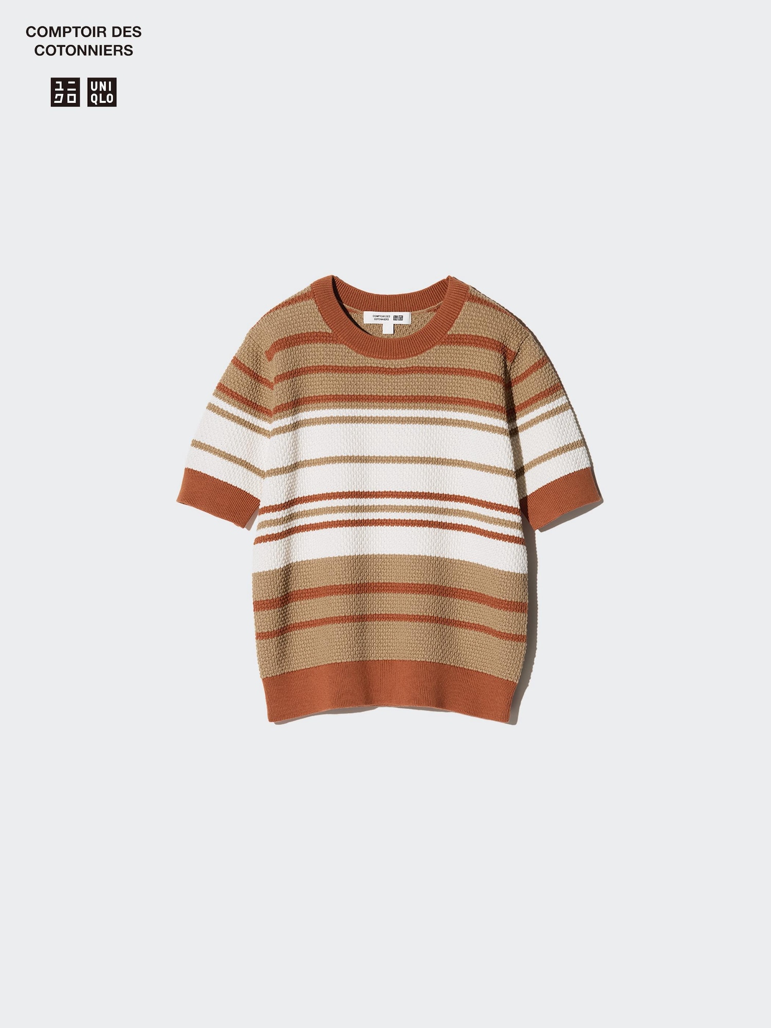 Свитер из хлопка фактурный с круглым вырезом (короткий рукав) — UNIQLO
