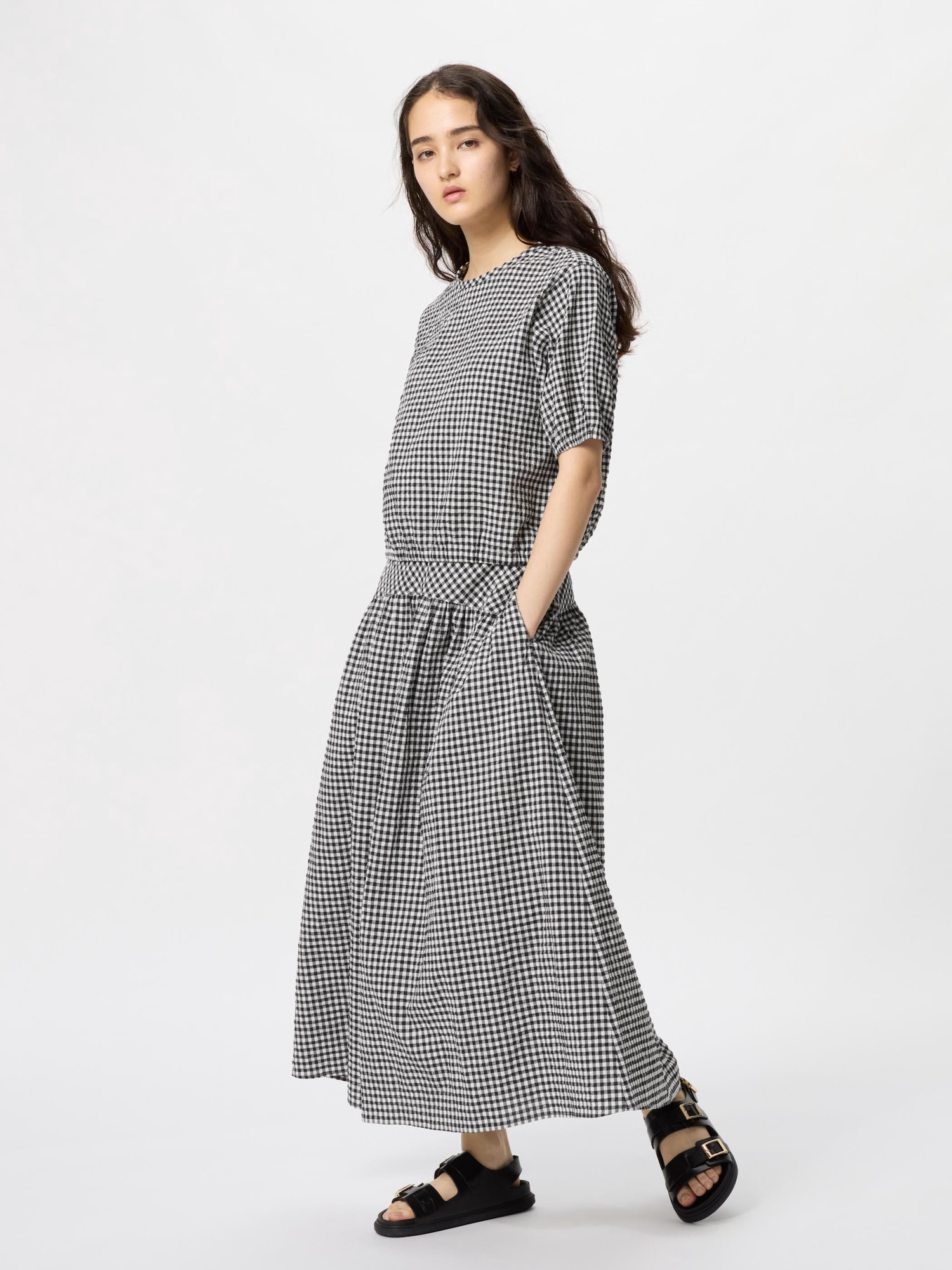 Пышная юбка из хлопка-жатки — UNIQLO
