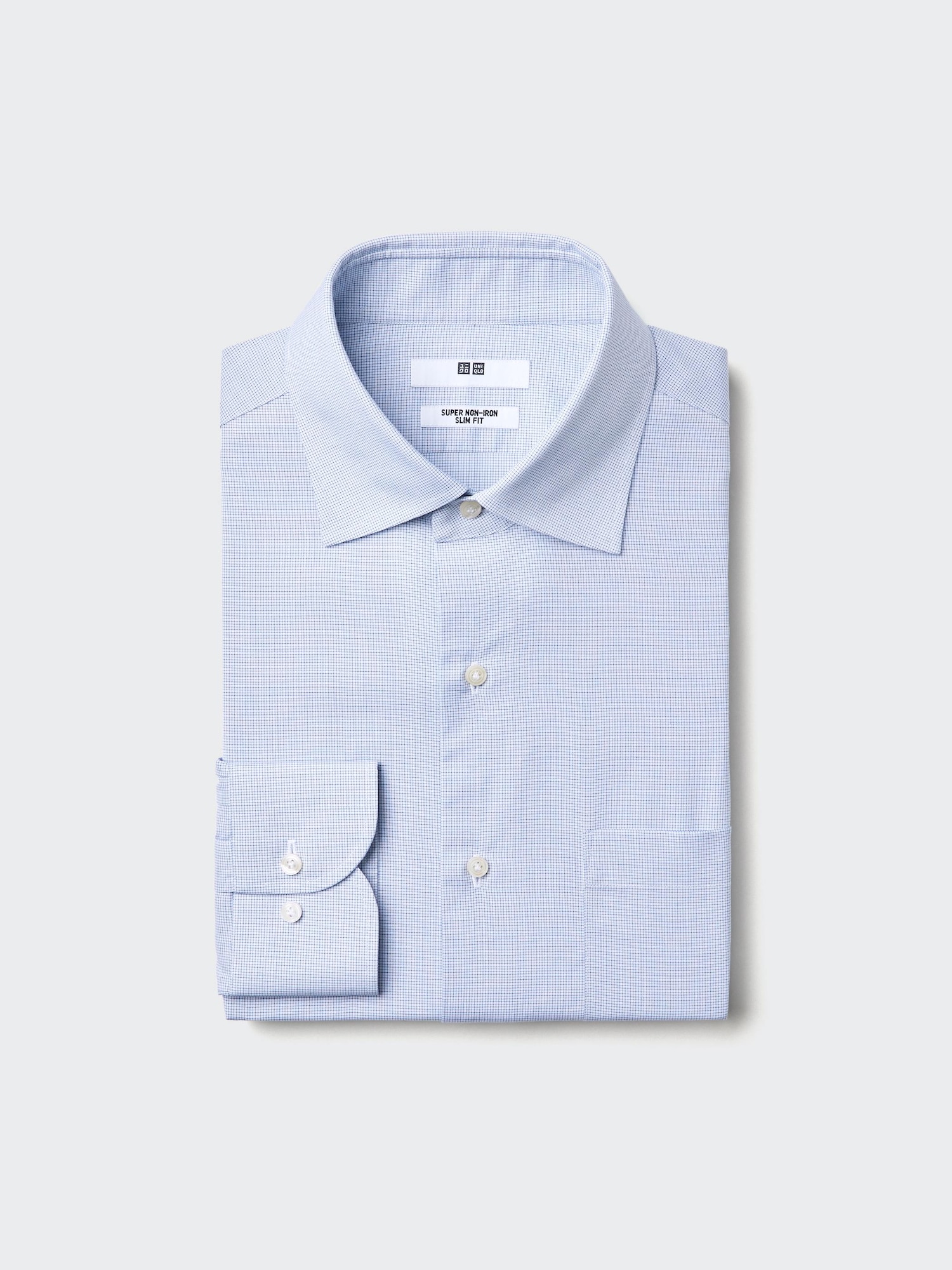 Рубашка Super Non-Iron зауженная с полуширокими лацканами, в клетку — UNIQLO