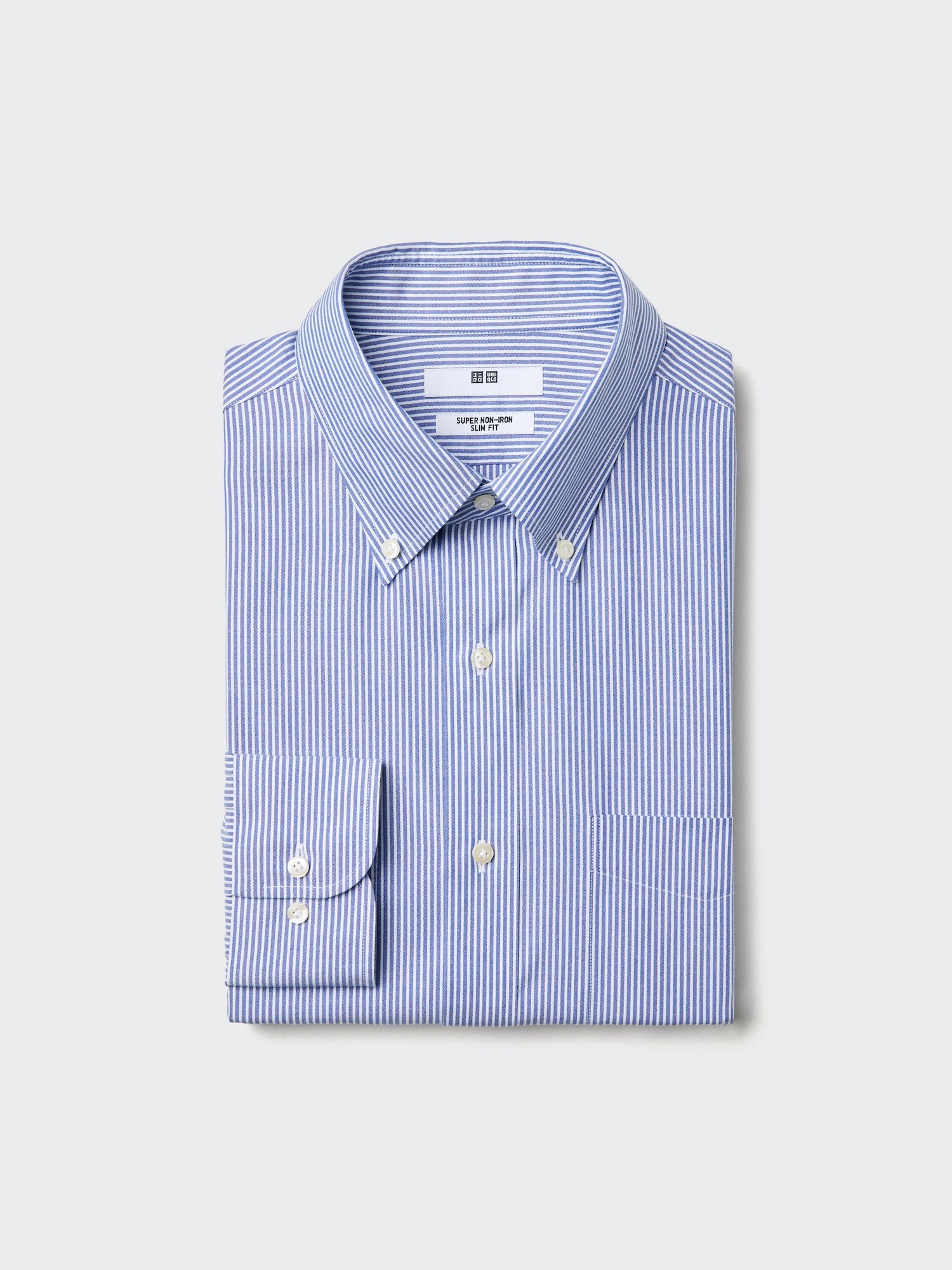 Рубашка Super Non-Iron зауженная в полоску с воротником button-down — UNIQLO