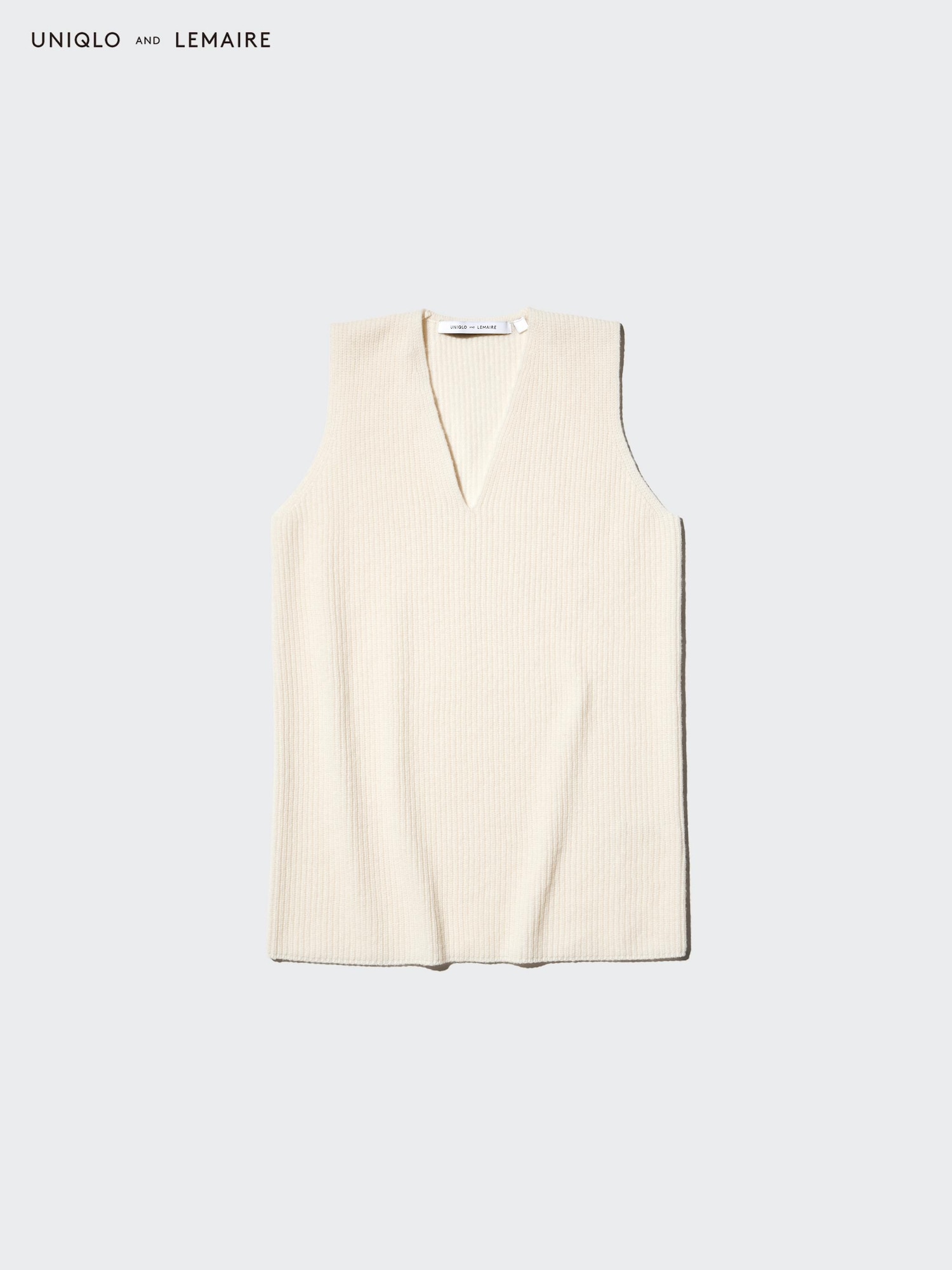 Свитер из ламбсвула с V-вырезом без рукавов — UNIQLO