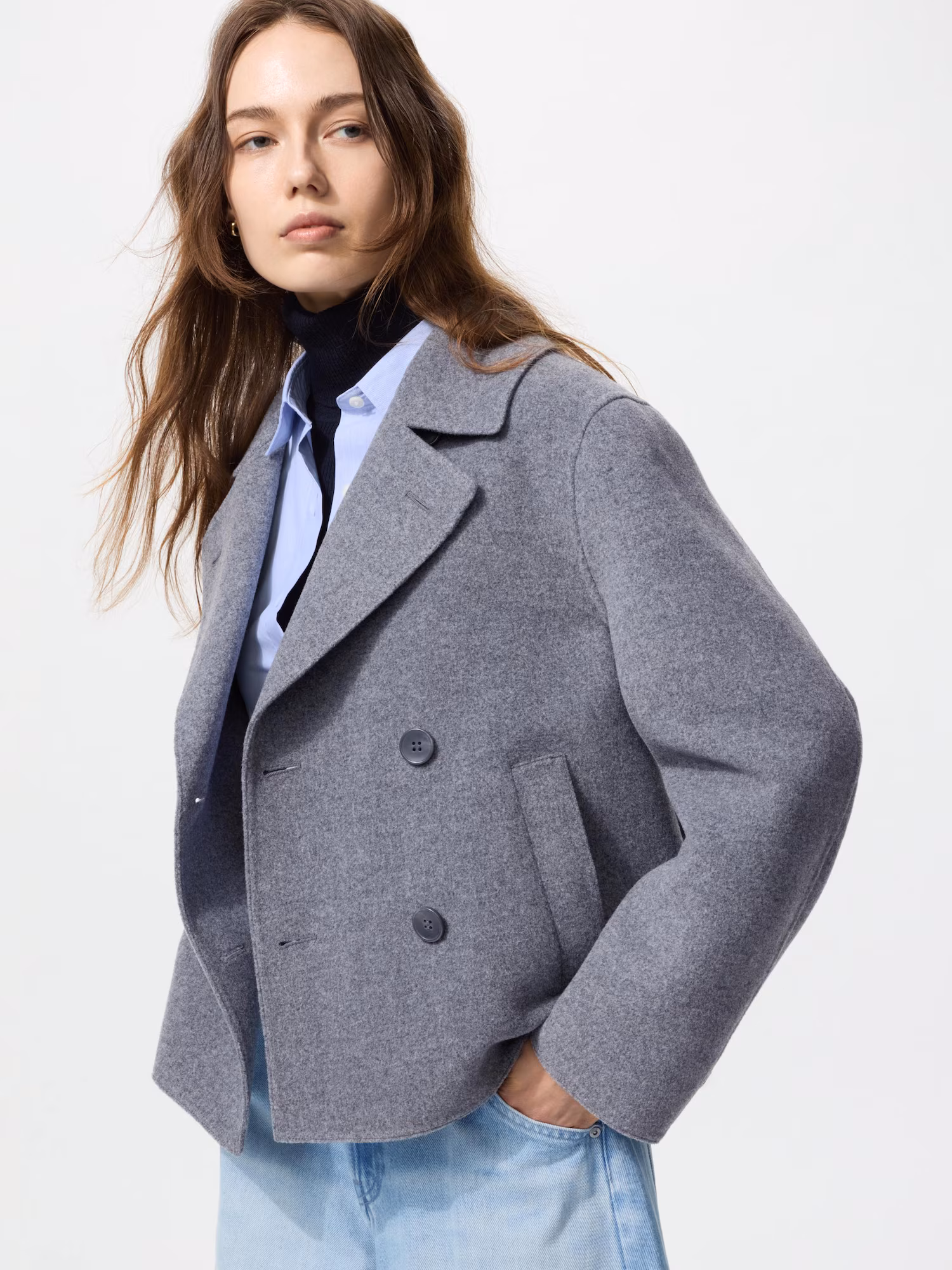 Двусторонний короткий кот релакс-фит — UNIQLO