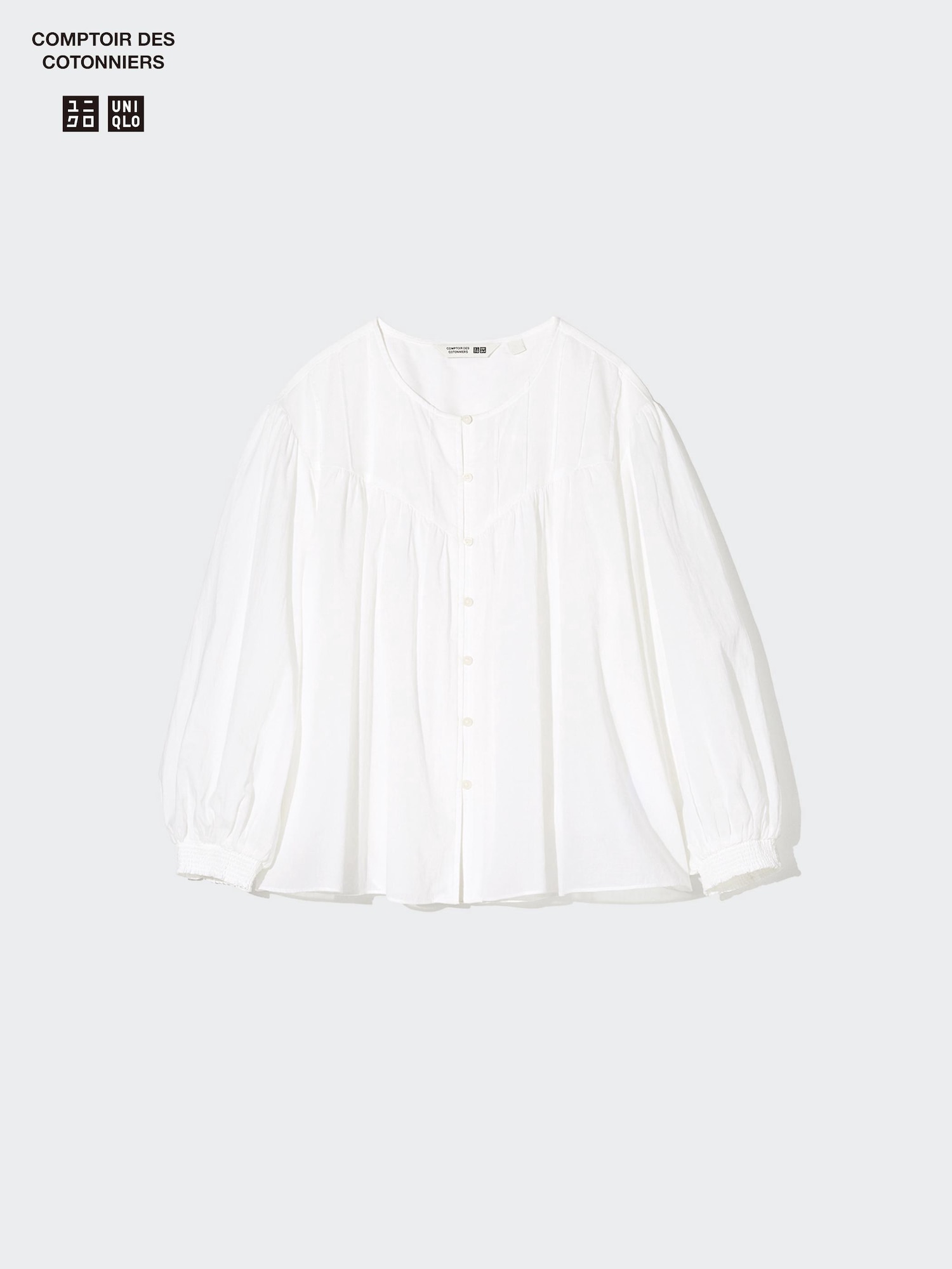 Хлопковая полупрозрачная блузка, рукав 3/4 — UNIQLO