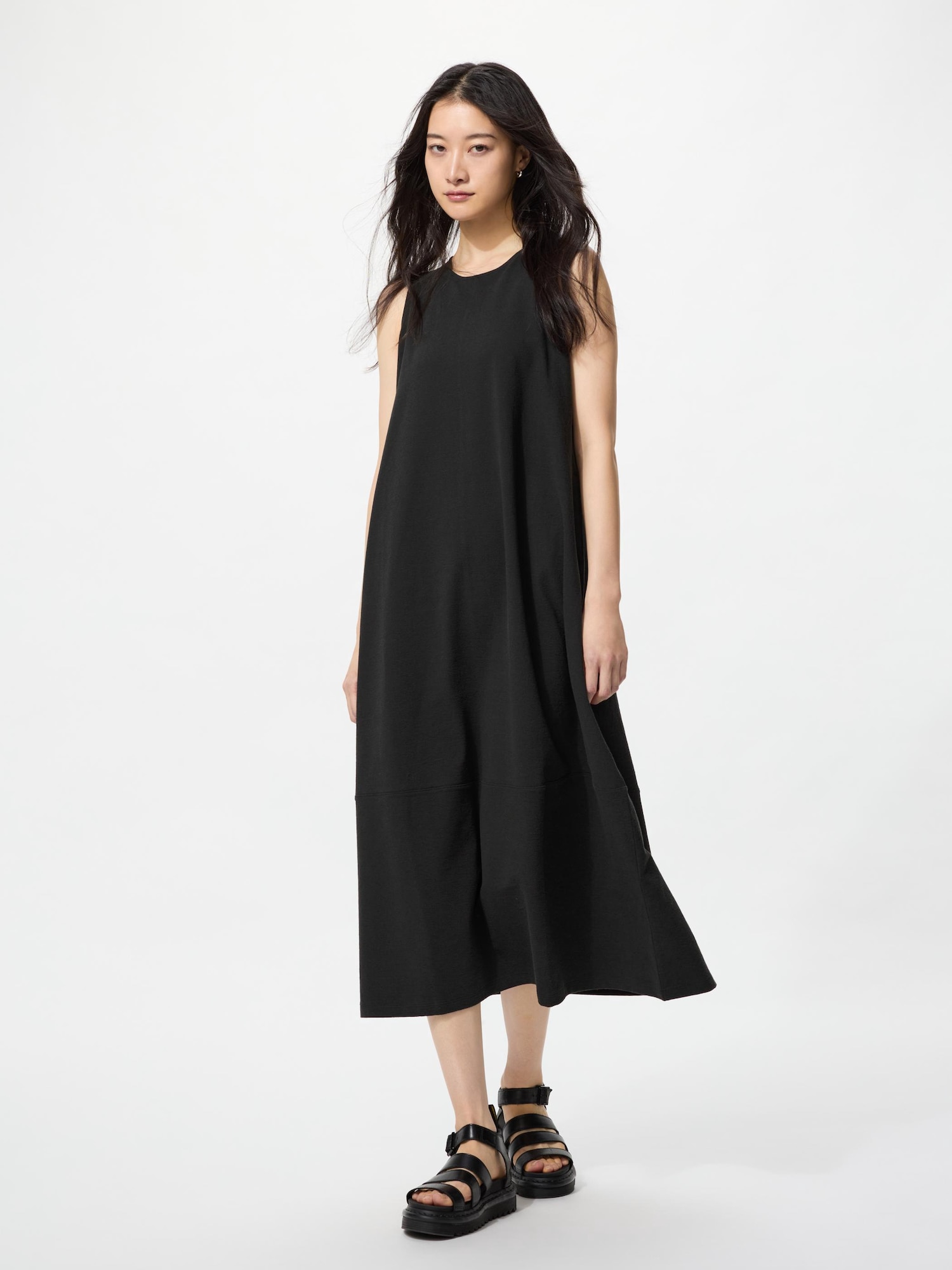 Джерсовое платье баллон, без рукавов, удлинённое — UNIQLO