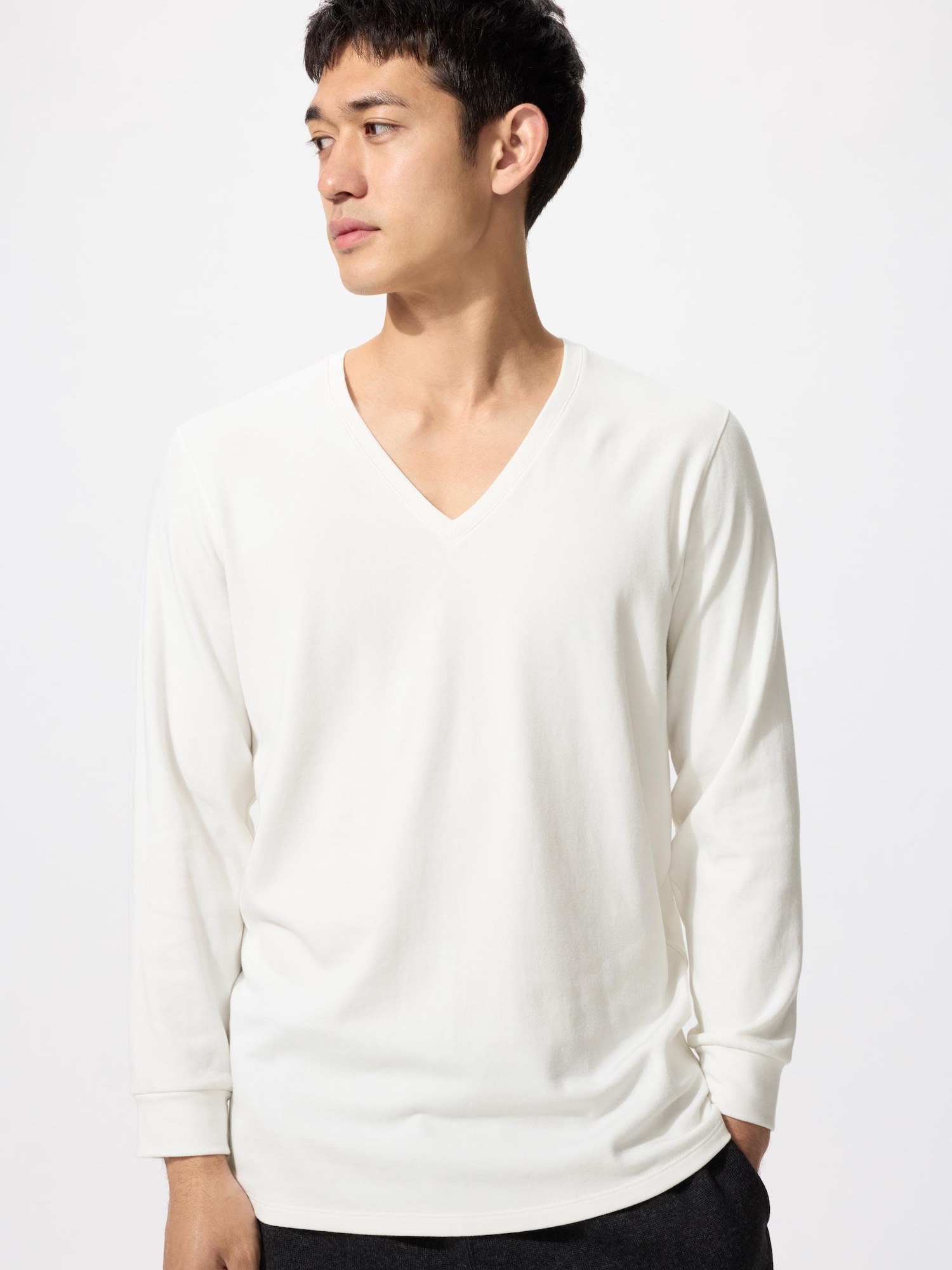 HEATTECH Extra Warm хлопковое термобельё V-вырез длинный рукав — UNIQLO