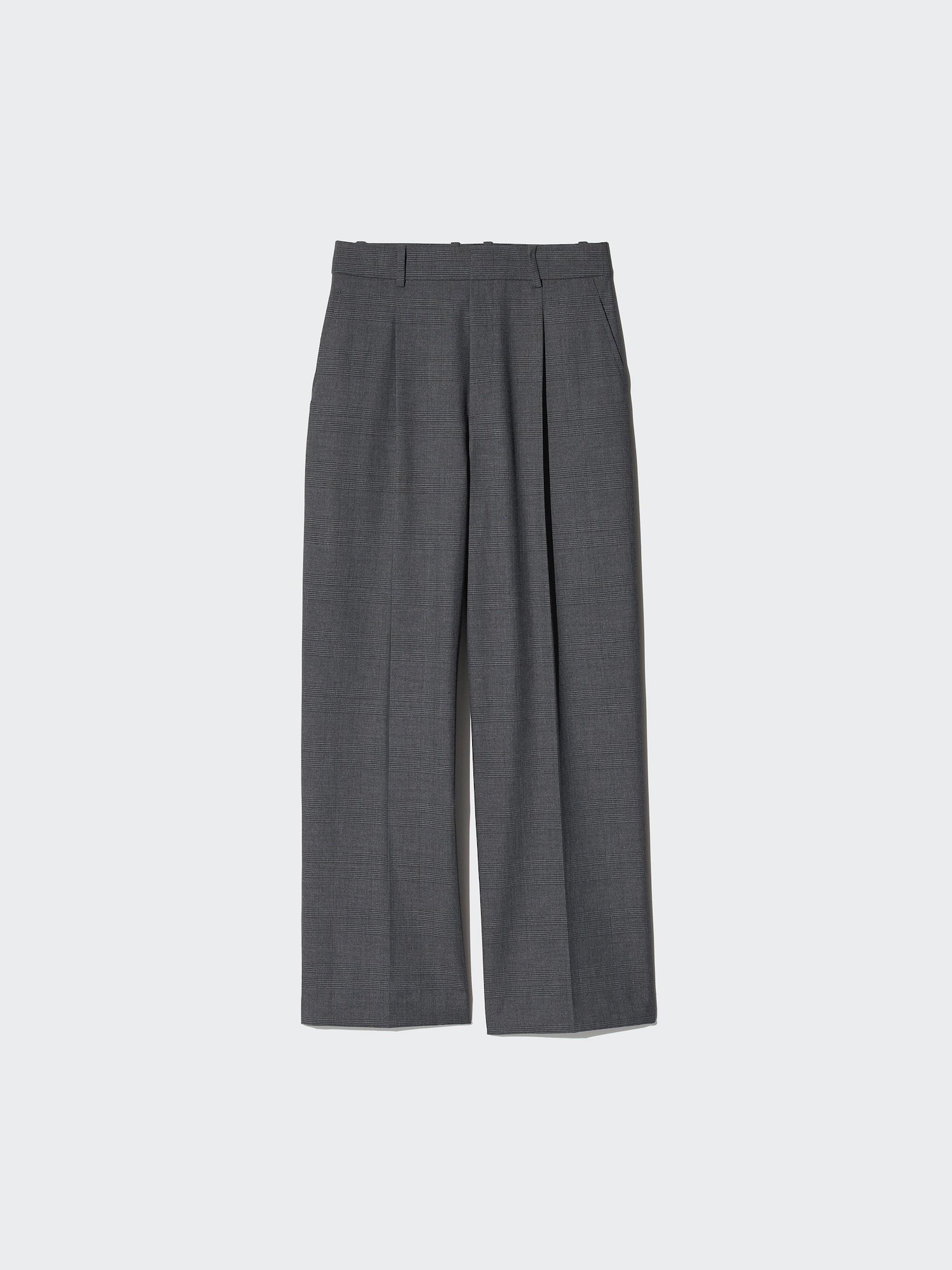 Широкие брюки в клетку со складками — UNIQLO
