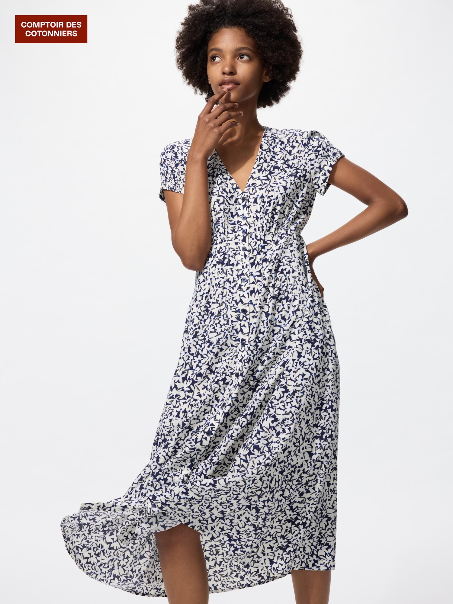 Длинное платье из вискозы с принтом — UNIQLO