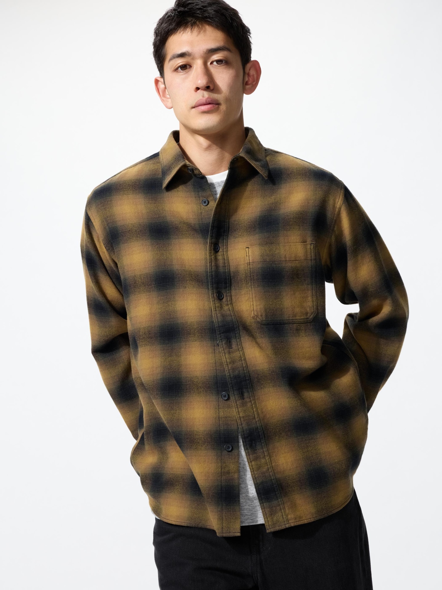 Рубашка фланель в клетку — UNIQLO