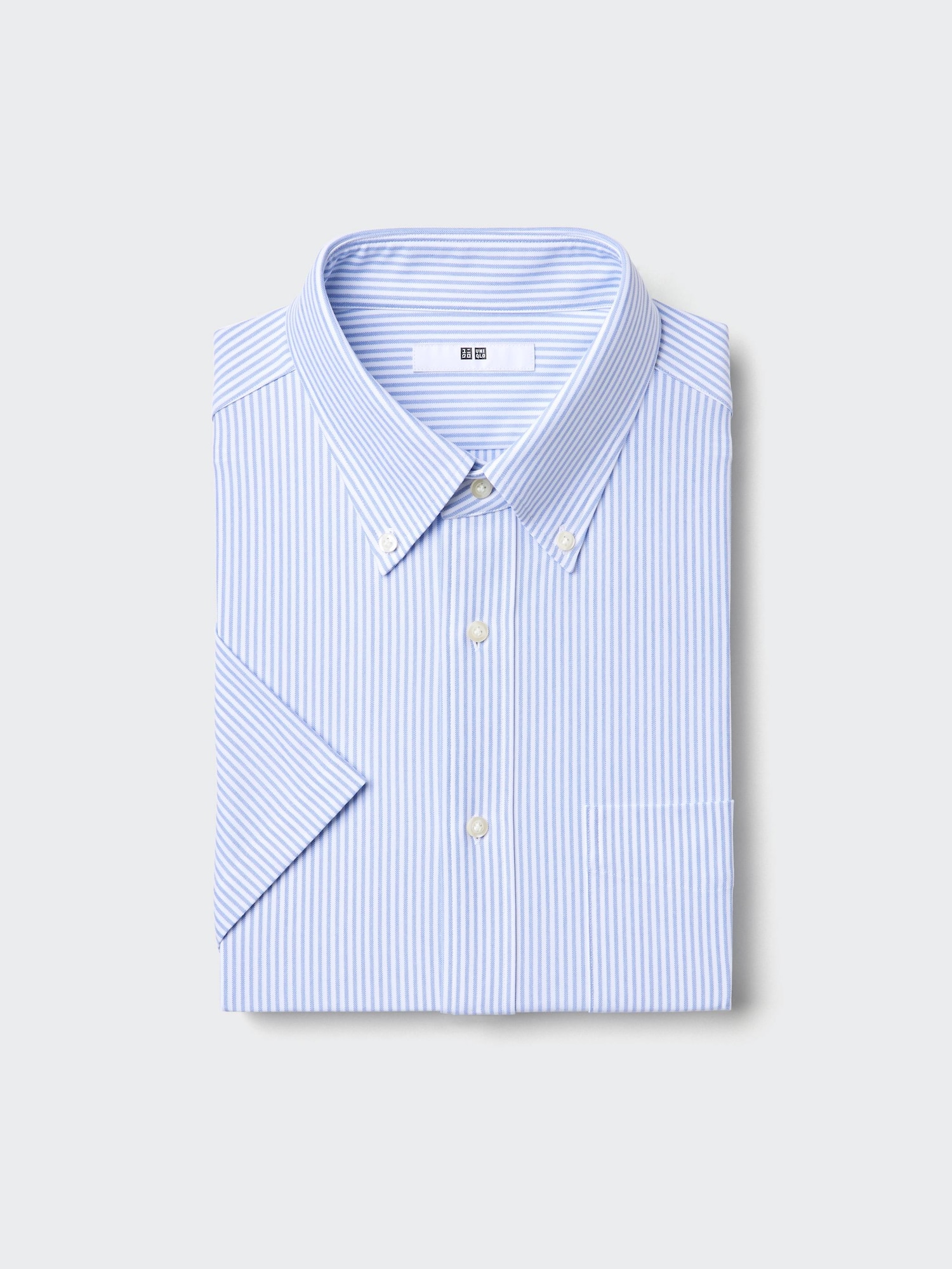Рубашка Dry трикотажная без глажки в полоску с воротником button-down — UNIQLO